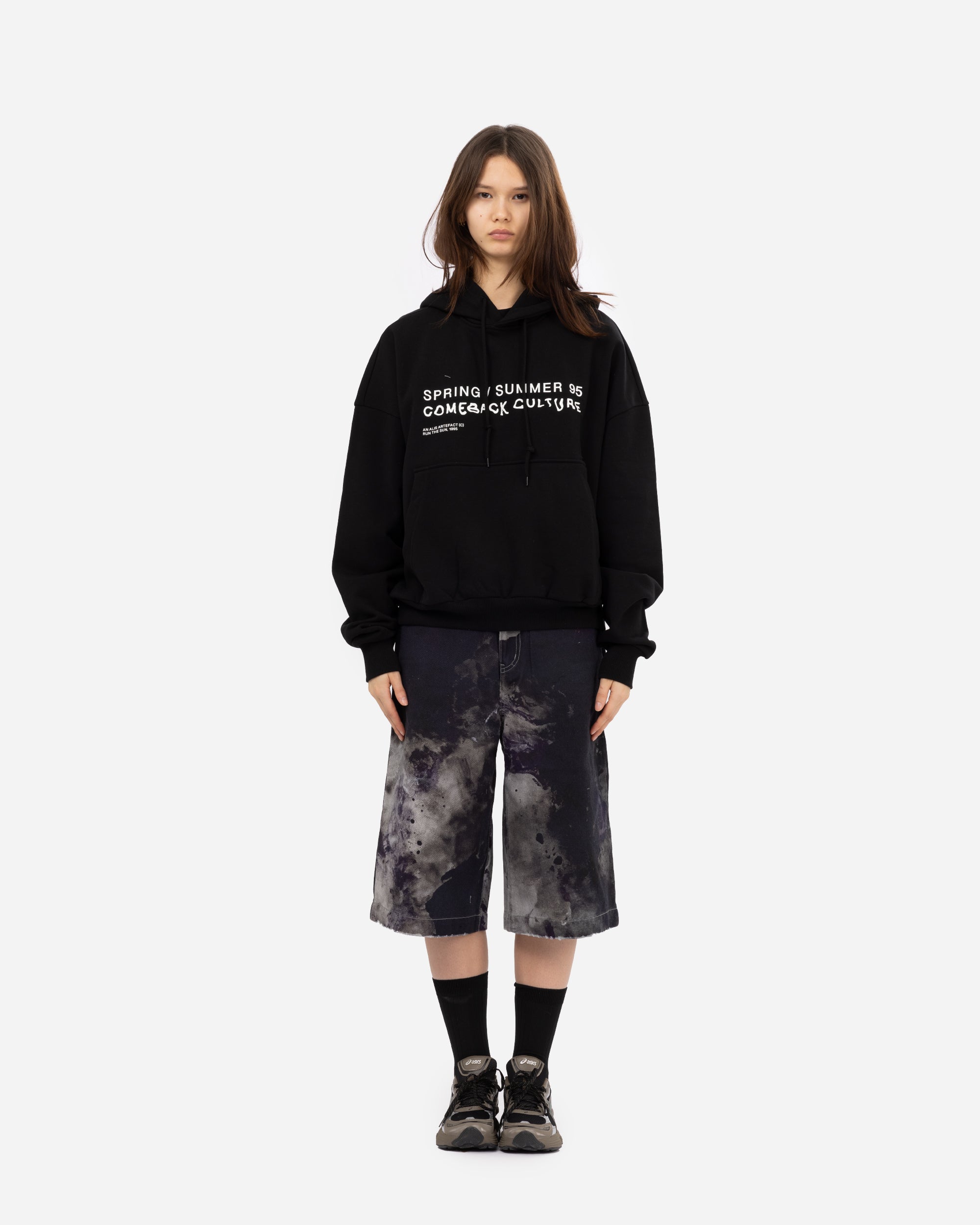 ALIS Malto Cropped Hoodie Solid Black 20-01