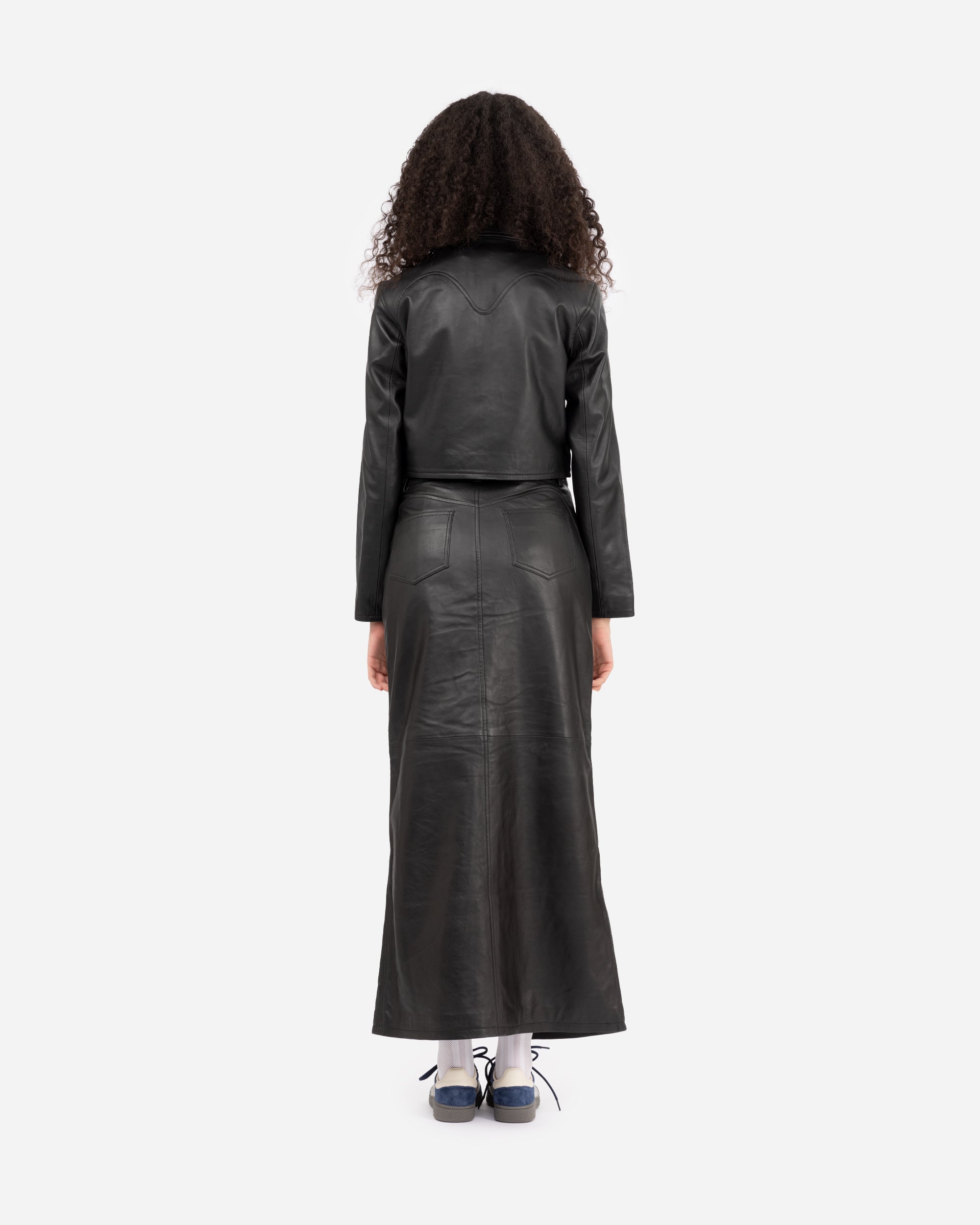 Oval Square Roadie Leather Zip Blouse Black 20846-8001