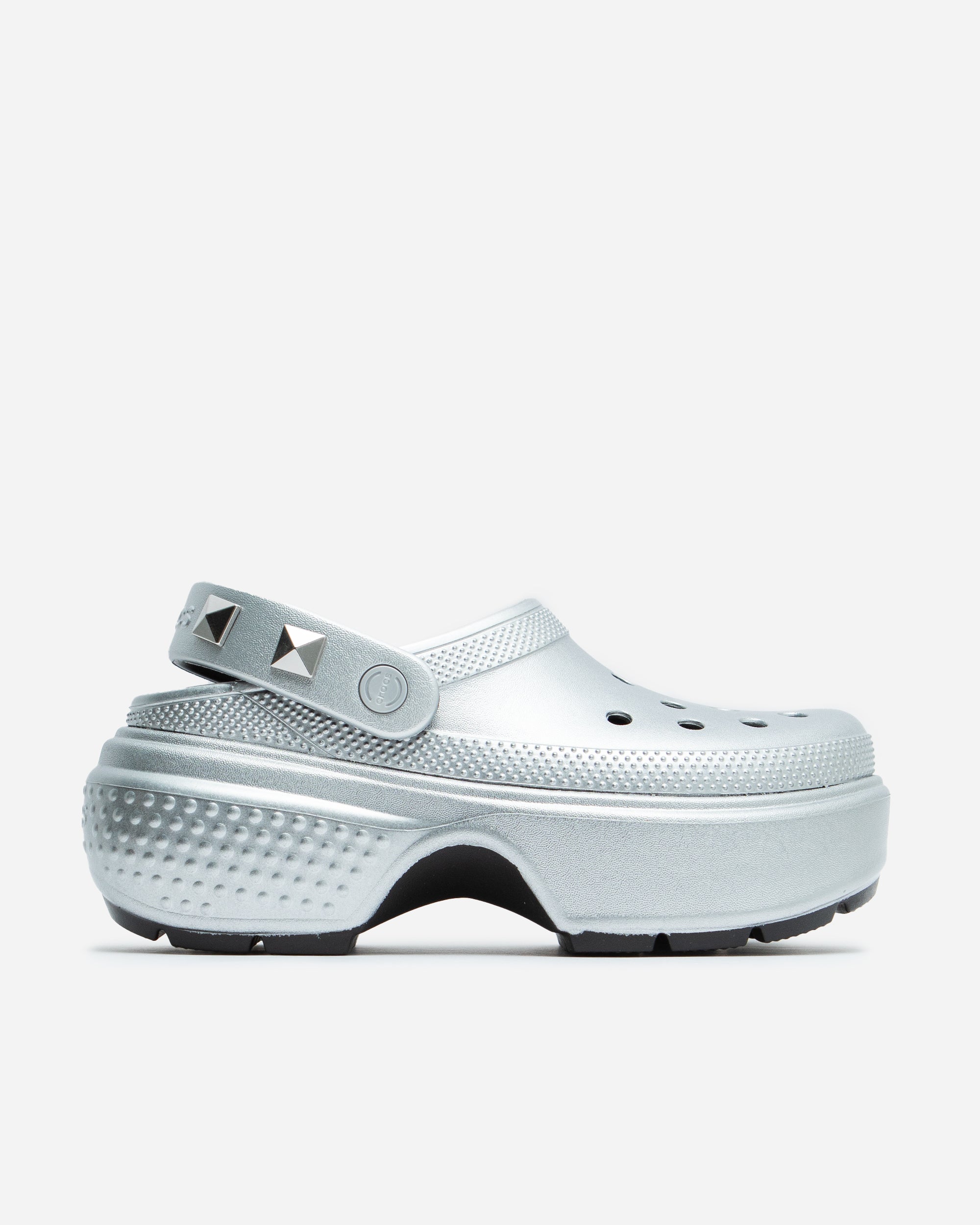 Silver fashion platform crocs