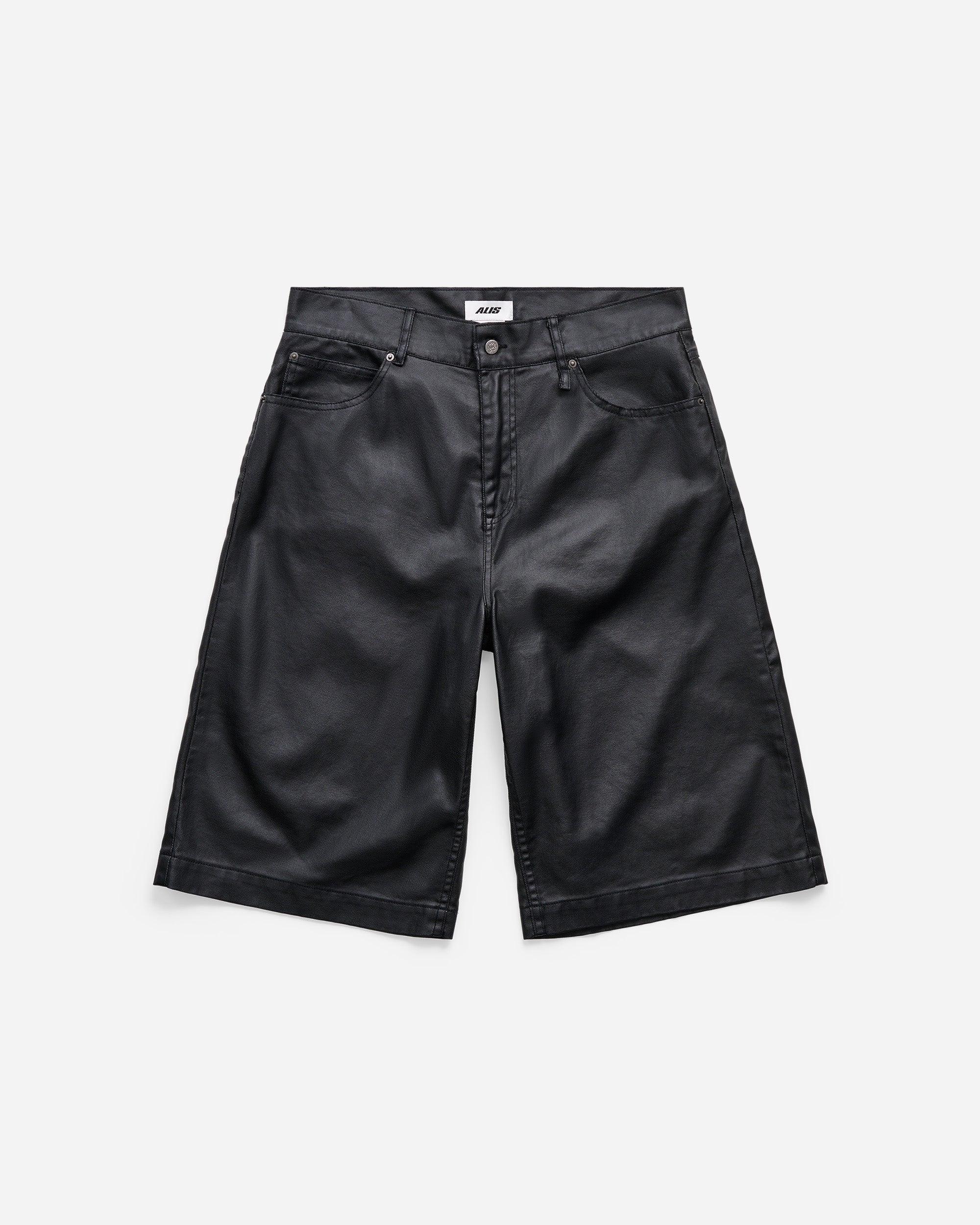 ALIS Chaz Wide Fit Denim Shorts Glossy Black 39-09