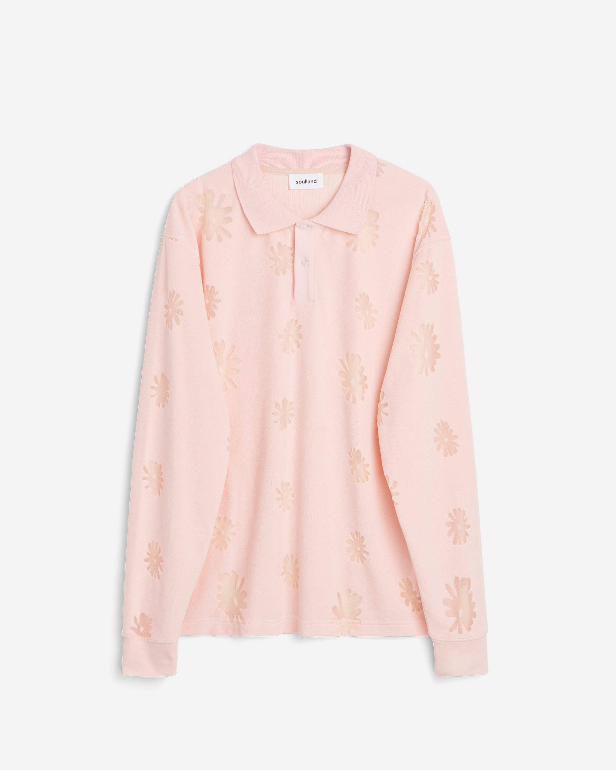 Soulland Robert Longlseeve polo Shirt Pink multi 41001-1267-PNK