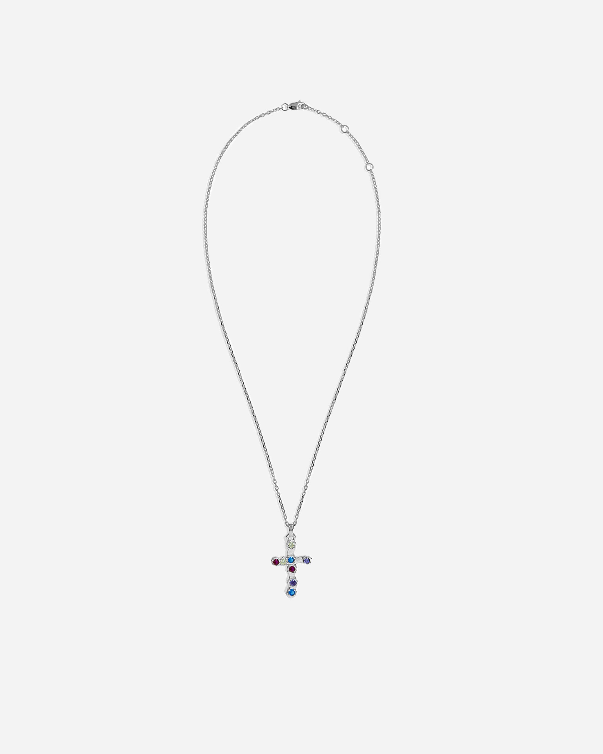 TwoJeys Multicolor Stone Cross Necklace Brass 925 sterling silver coating 413026006