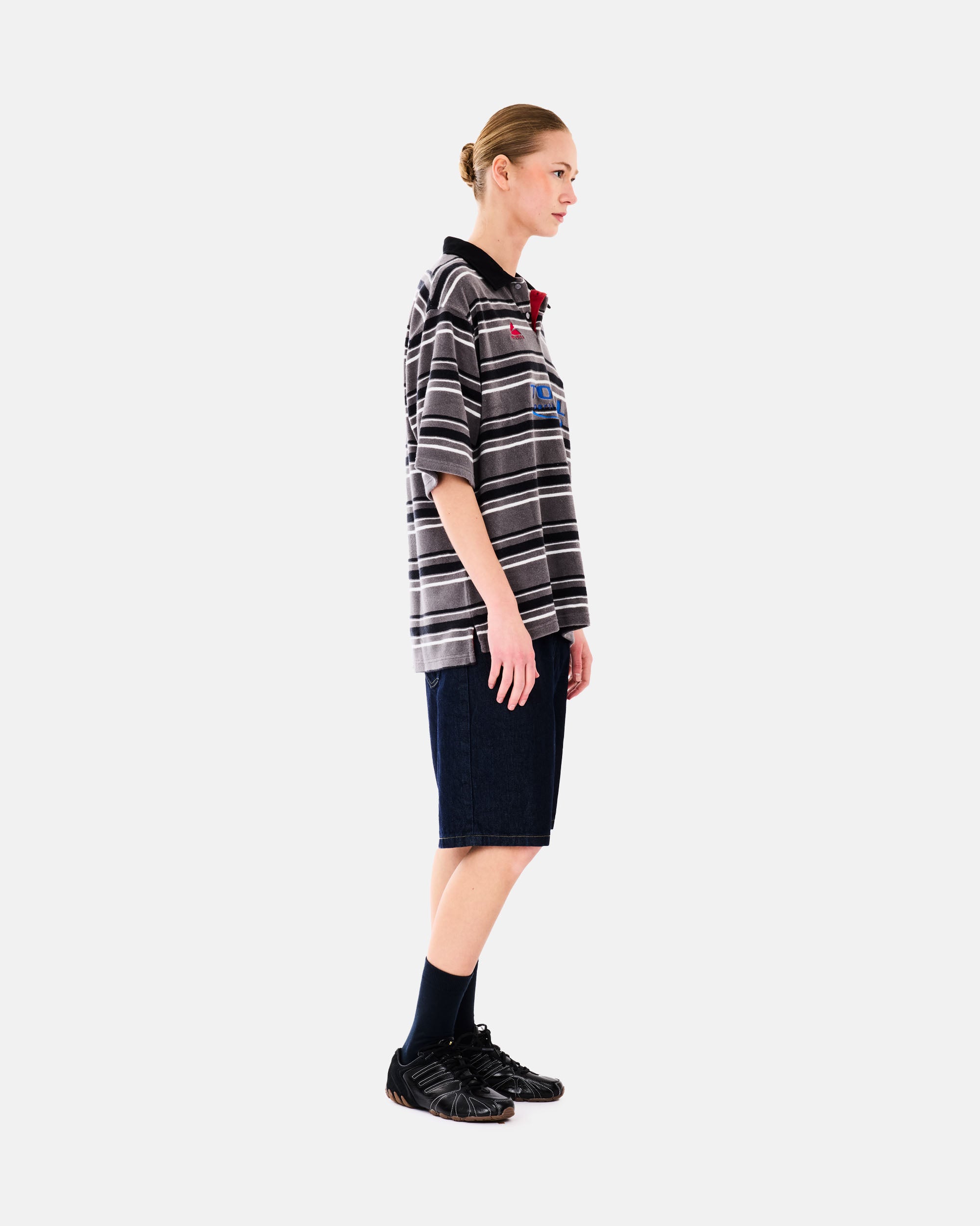 Martine Rose Oversized Polo GREY BLACK STRIPE GRY 674JE09059