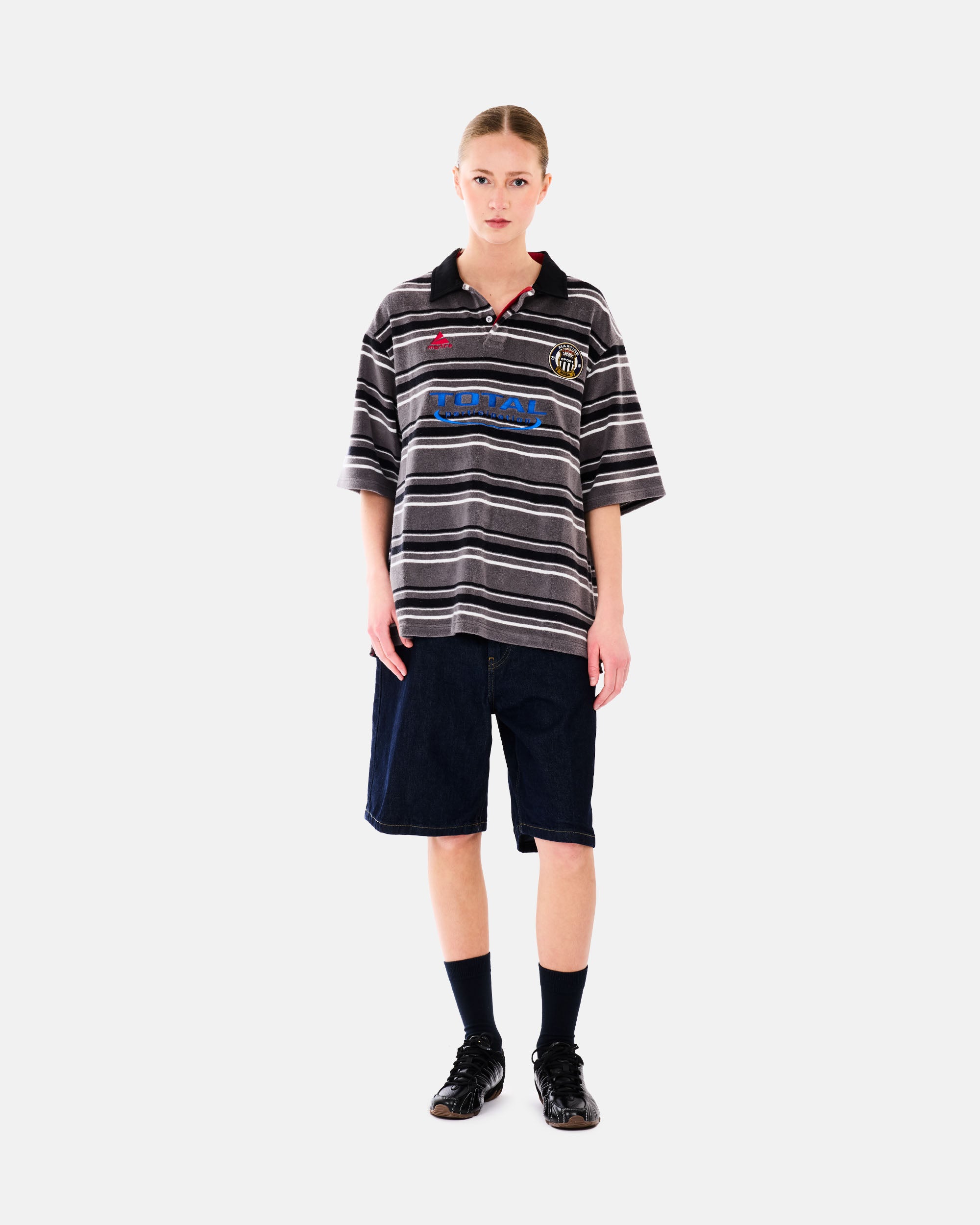 Martine Rose Oversized Polo GREY BLACK STRIPE GRY 674JE09059