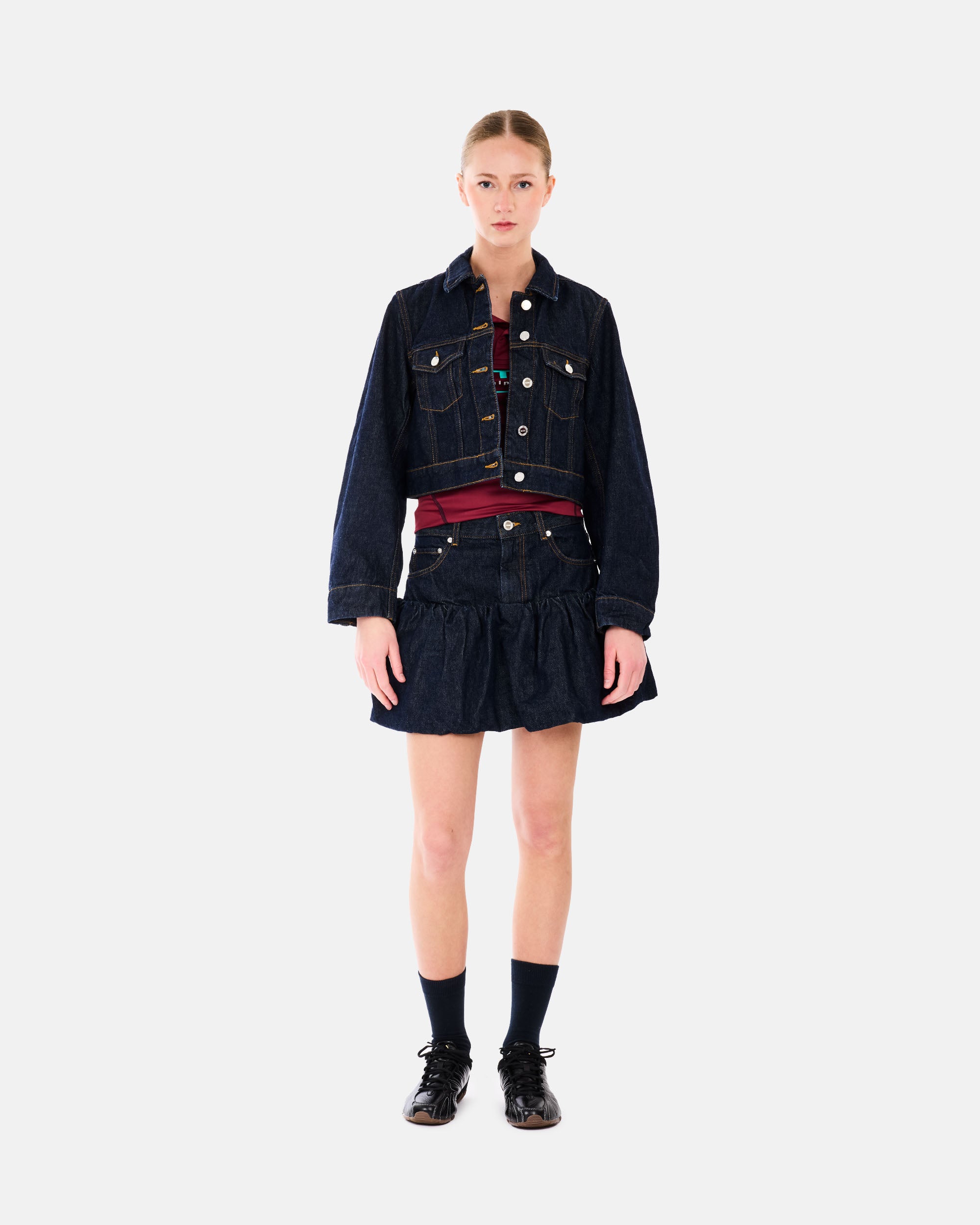GANNI Rinse Denim Cropped Jacket Rinse A1010089