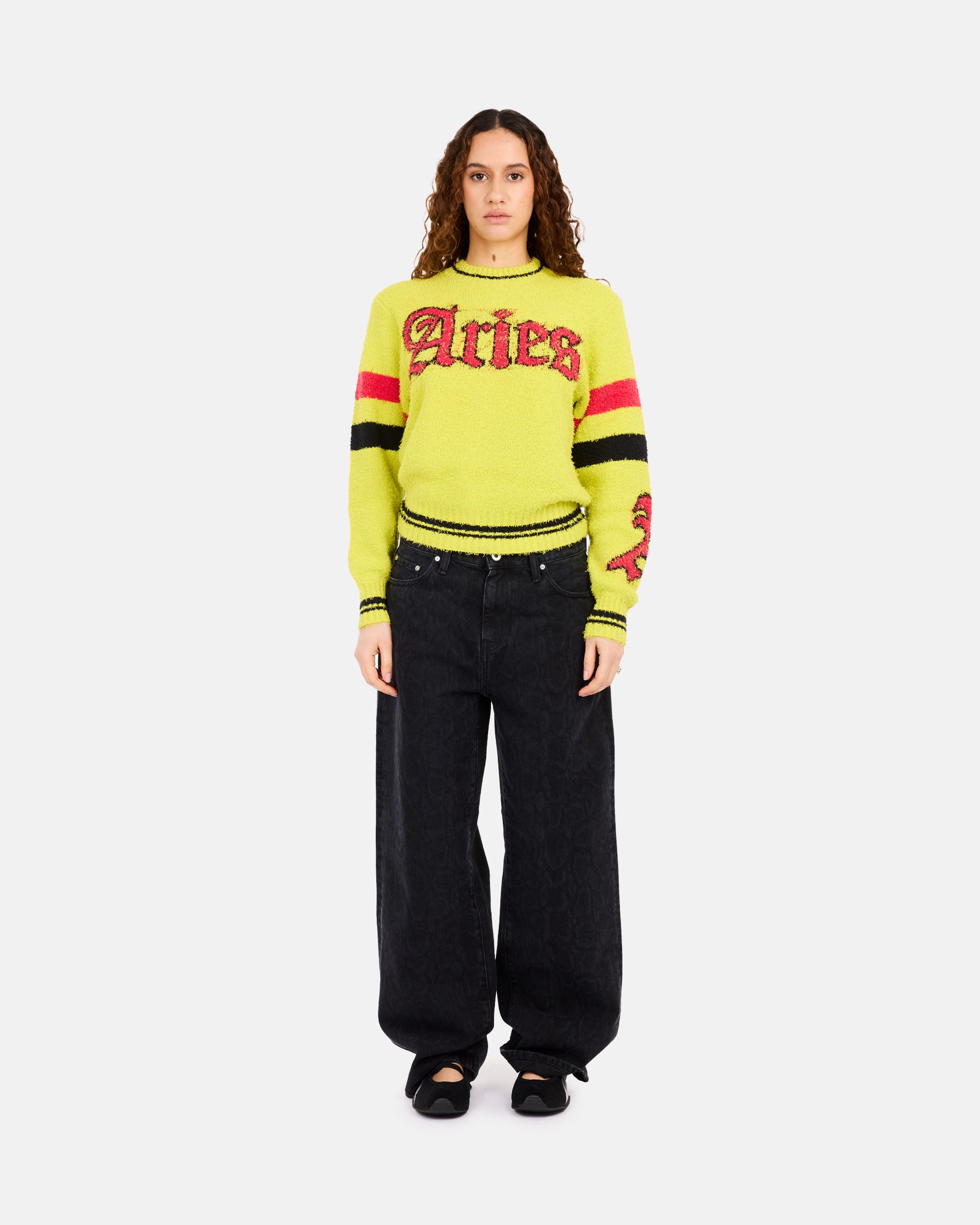 ARIES Acid Boucle Knit Crew Yellow AR2002005