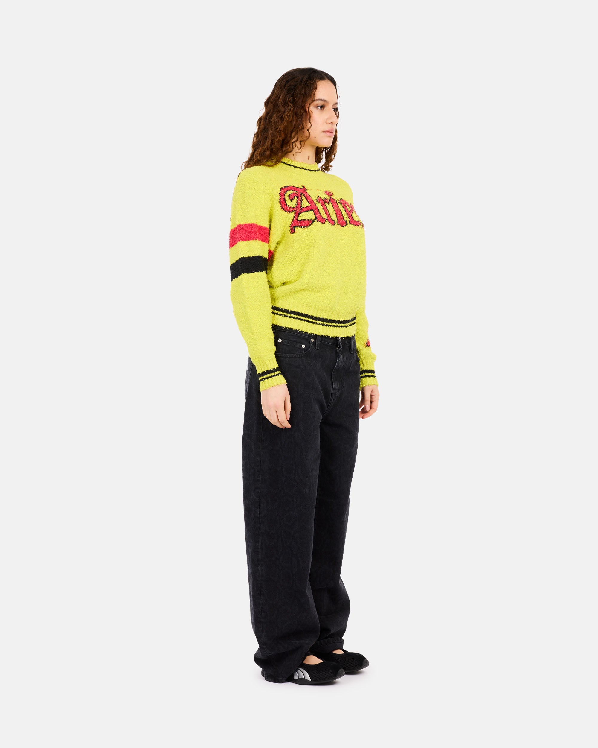 ARIES Acid Boucle Knit Crew Yellow AR2002005