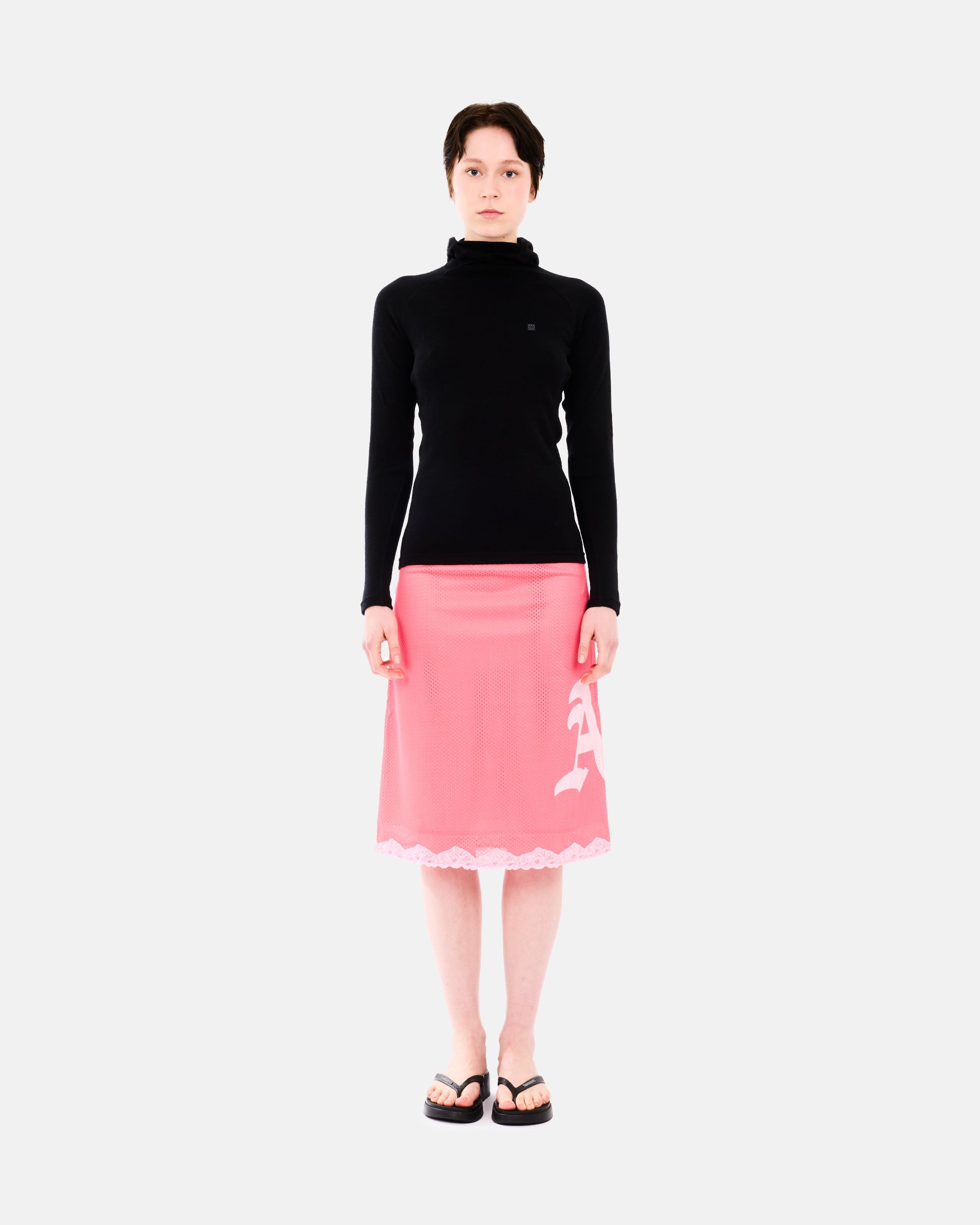 ARIES Gothic Lace Airtex Midi Skirt Hot Pink AR3280005