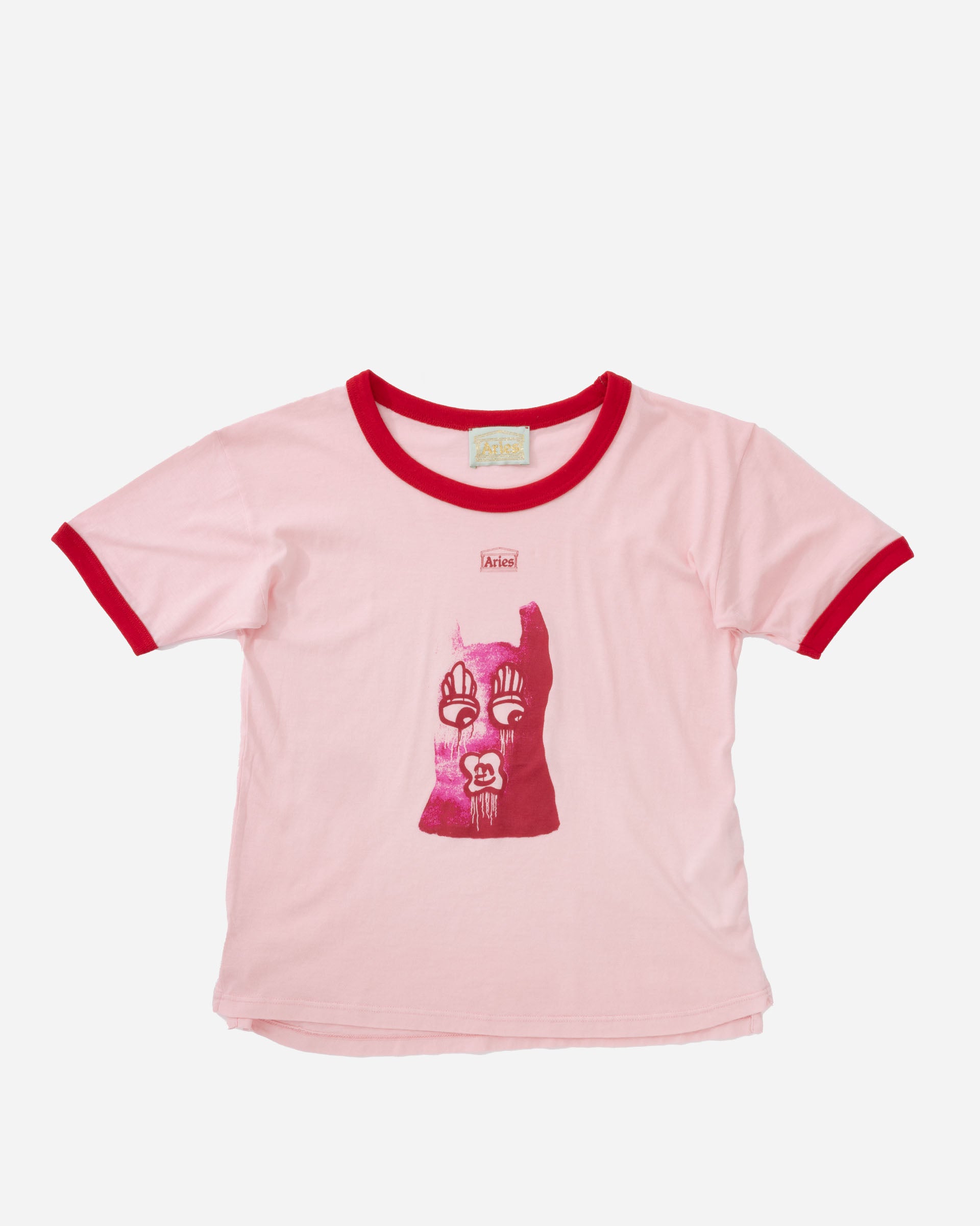 ARIES Who Knows Ringer T-shirt Pink AR4009105