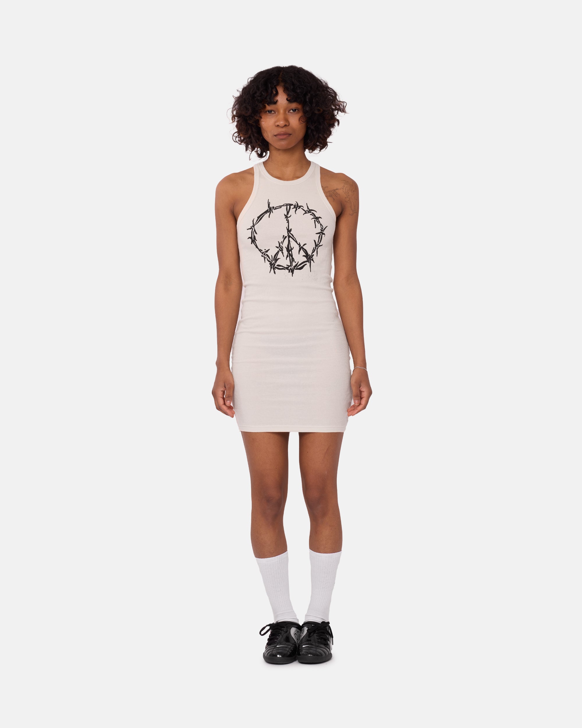 ARIES Barbed Peace Lightweight Vest Dress Alabaster AR5090103
