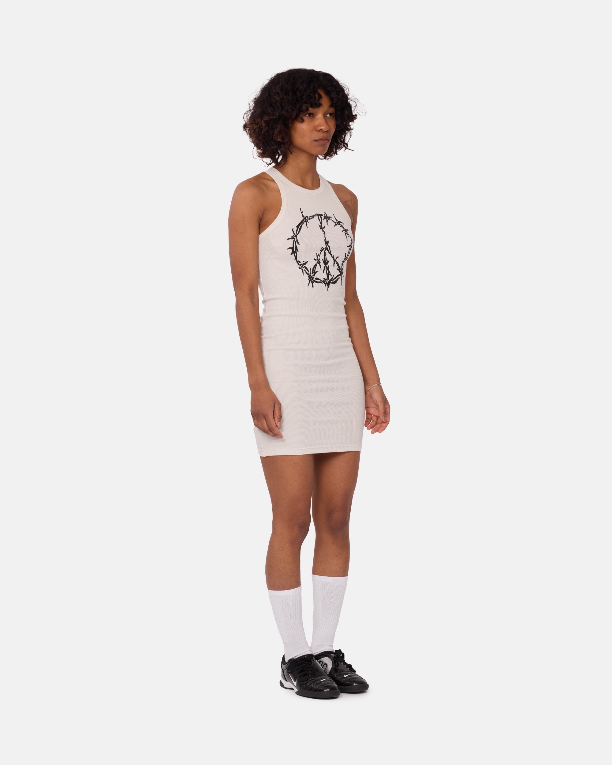 ARIES Barbed Peace Lightweight Vest Dress Alabaster AR5090103