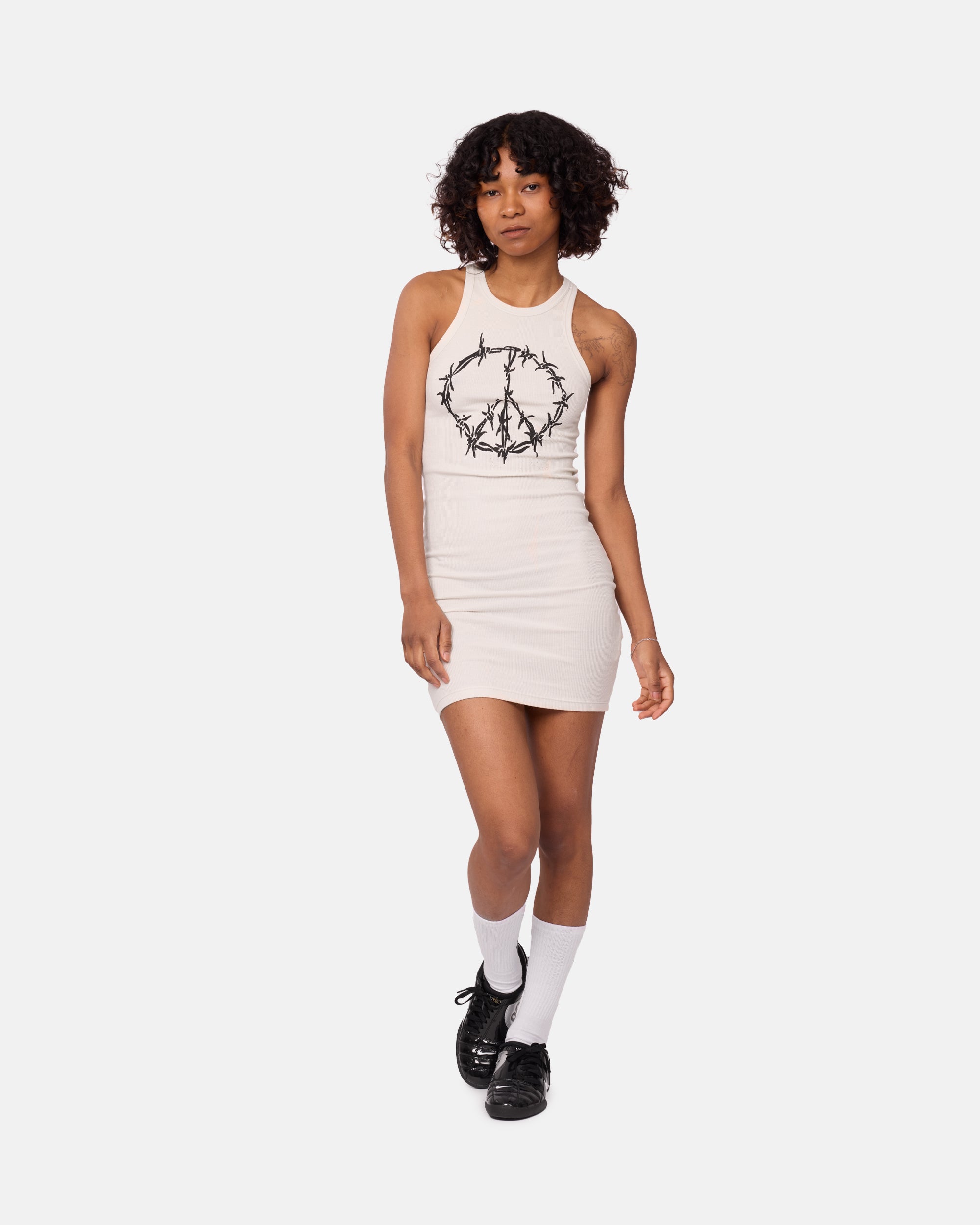 ARIES Barbed Peace Lightweight Vest Dress Alabaster AR5090103