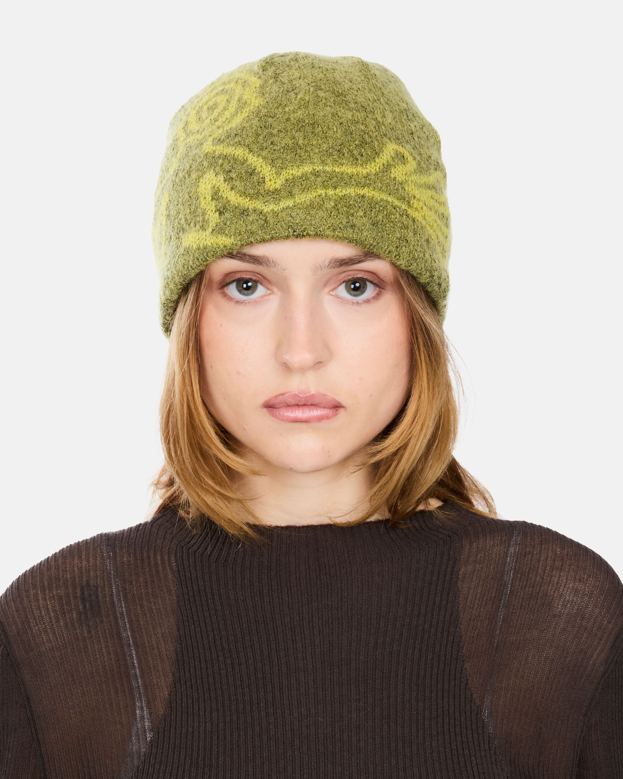 Hiking Patrol Moscot Mohair Mixed Knit Beanie Yellow AW25303-Yellow