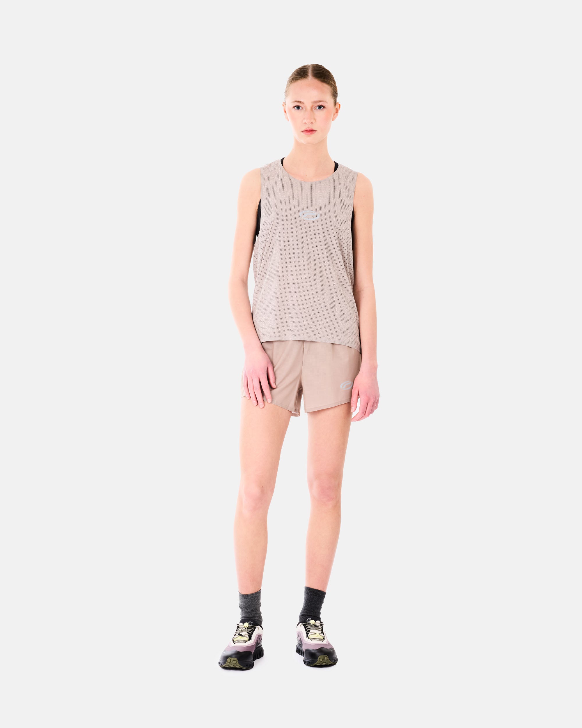 Optimistic Runners Crop Mesh Singlet CAMEL CMS26CL