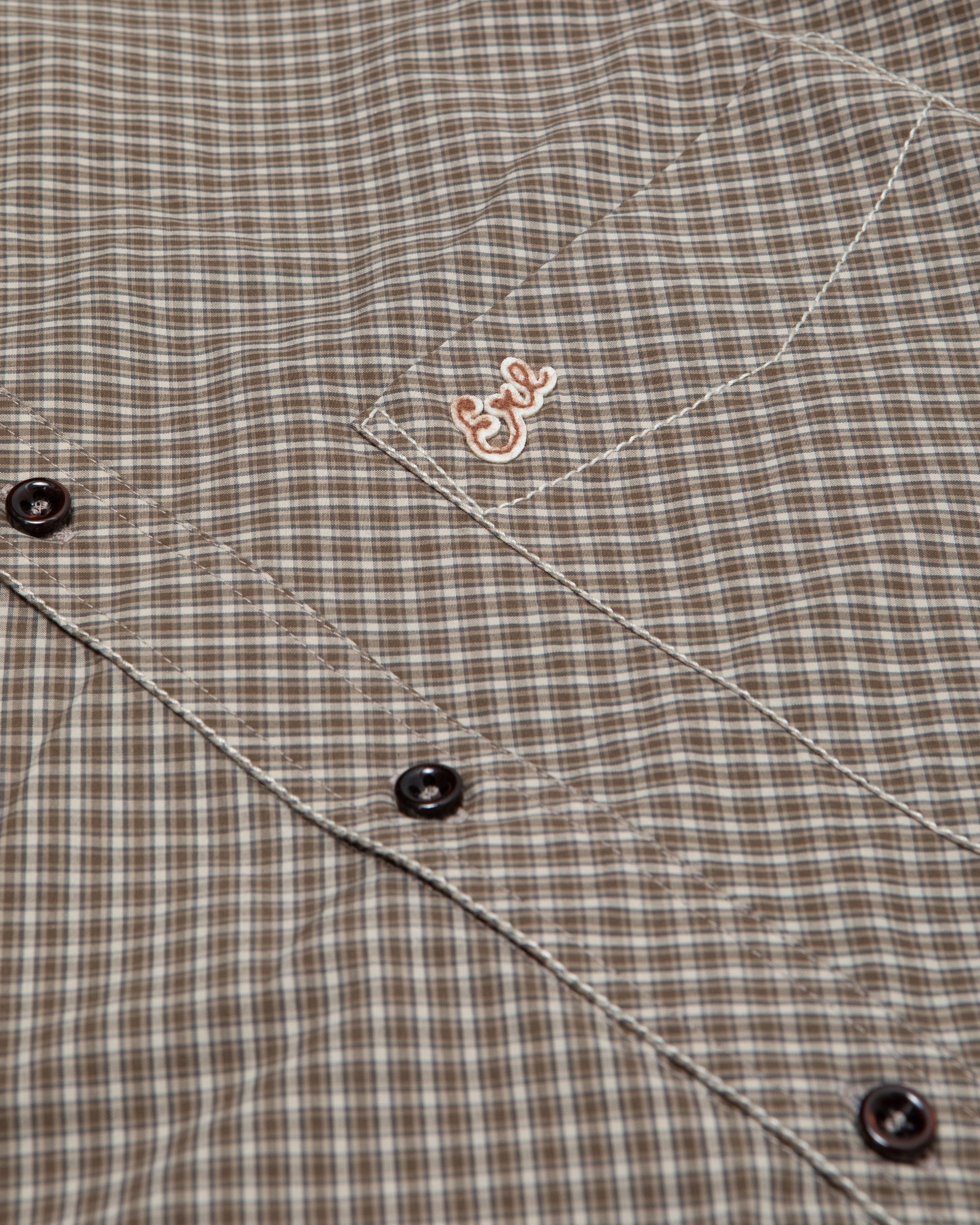 ERL Mini Plaid Short Sleeve Shirt BROWN ERL10B011-2