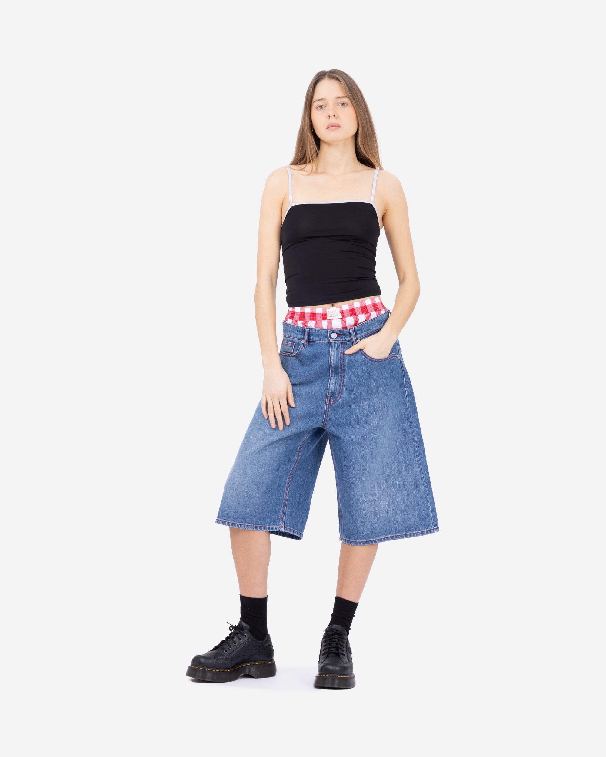 ERL Denim Indiana Skate Shorts DIRTY BLUE ERL10P014-1