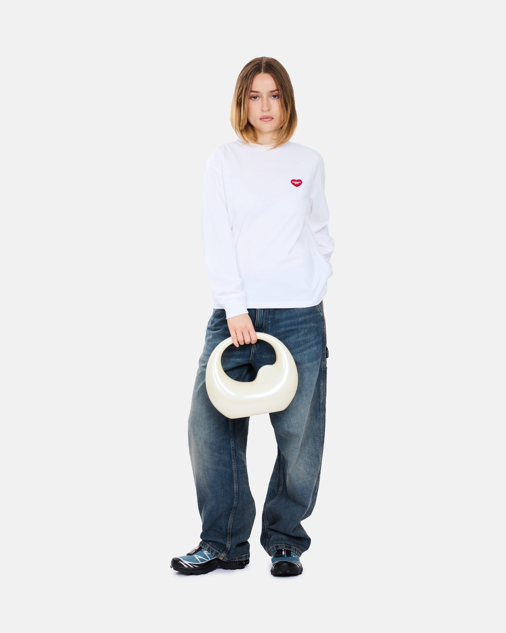 Carhartt WIP Heart Patch Longsleeve White / Red I035469-1WZXX