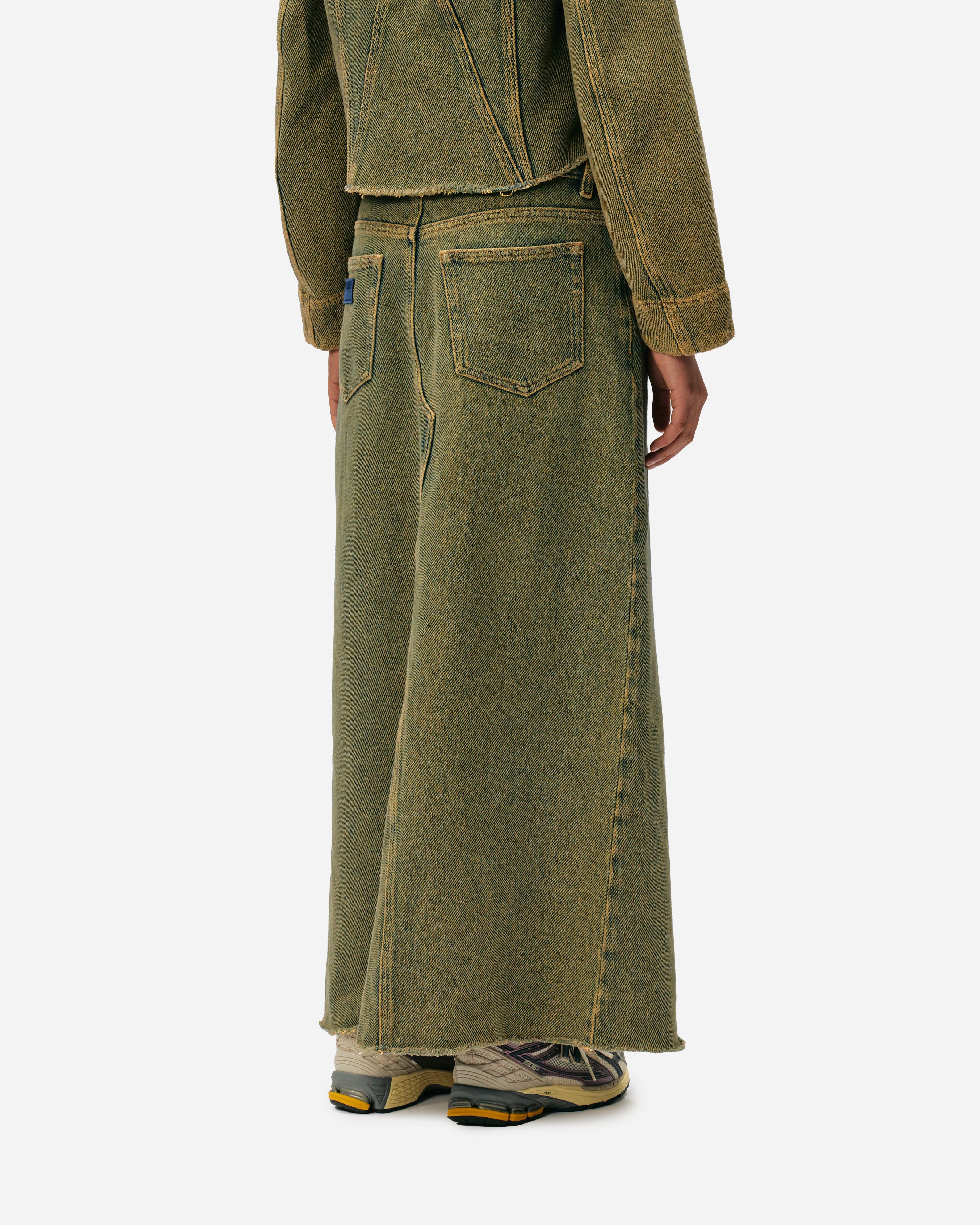 GANNI Überfärbter Maxirock aus schwerem Denim Shitake J1477