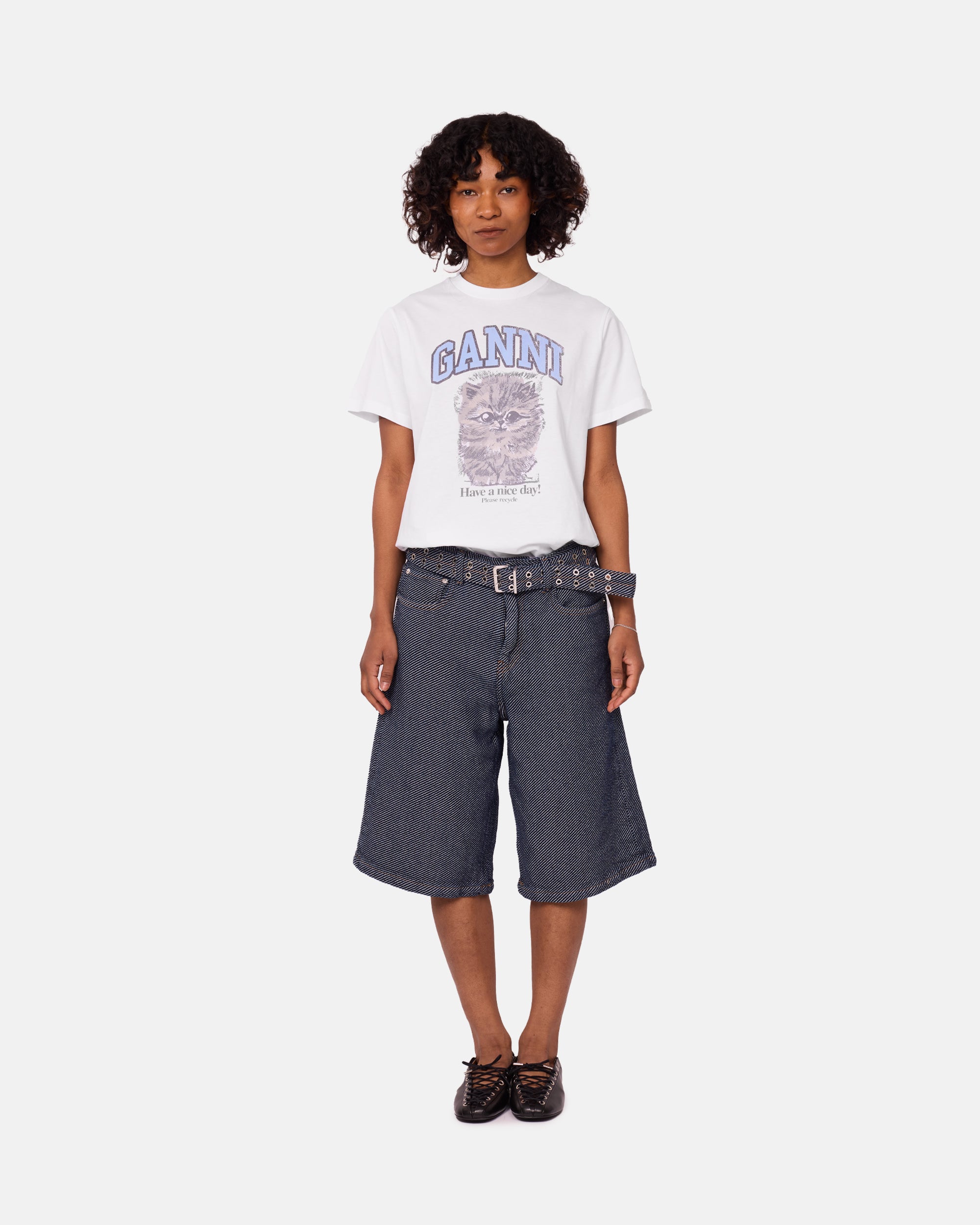 GANNI Heavy Twill Denim Shorts Rinse J1703