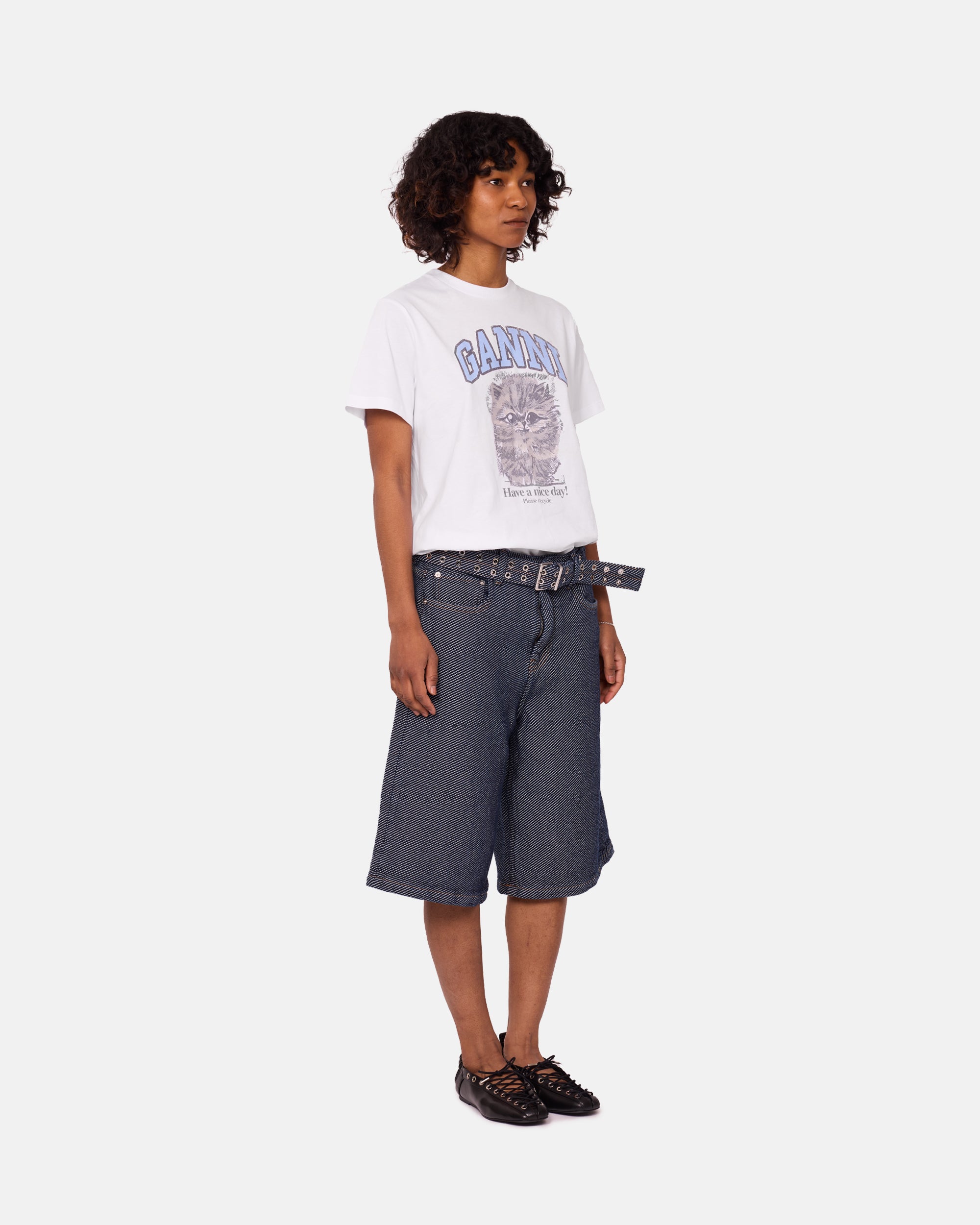 GANNI Heavy Twill Denim Shorts Rinse J1703