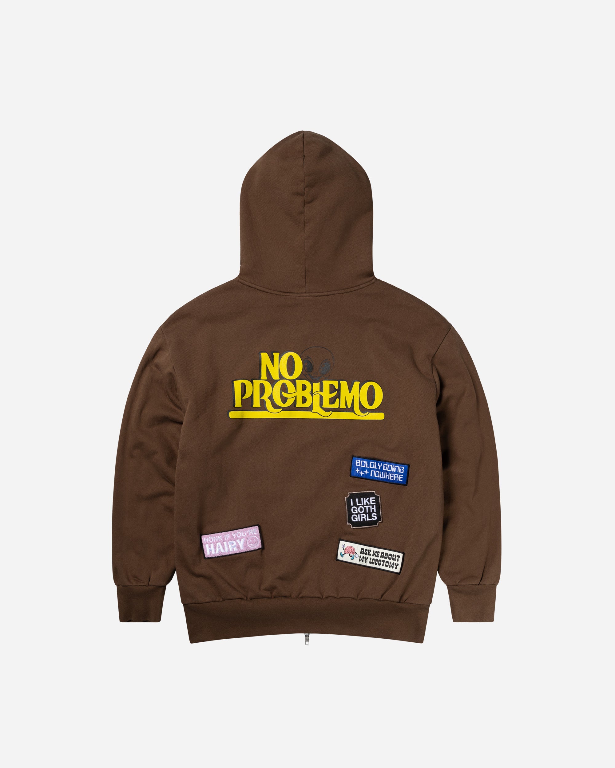 No Problemo Sticker Zip Thru Hoodie Brown NP2003304