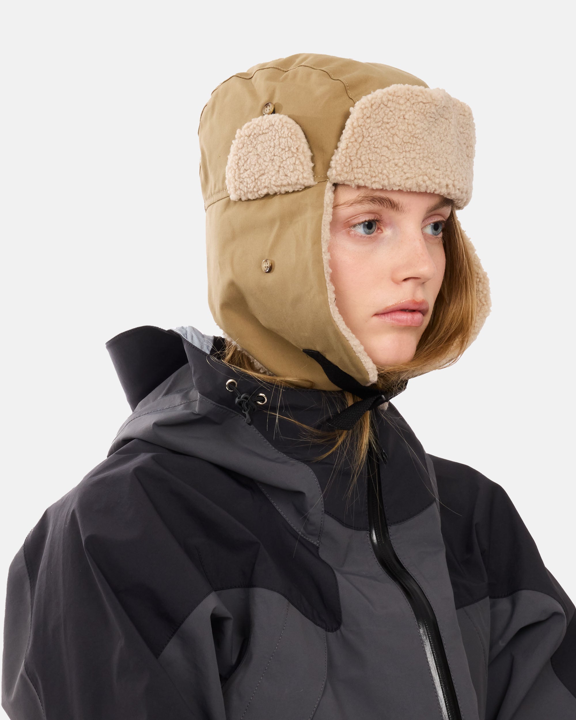 RASSVET Waxed Cotton Trapper Hat BEIGE PACC17K004