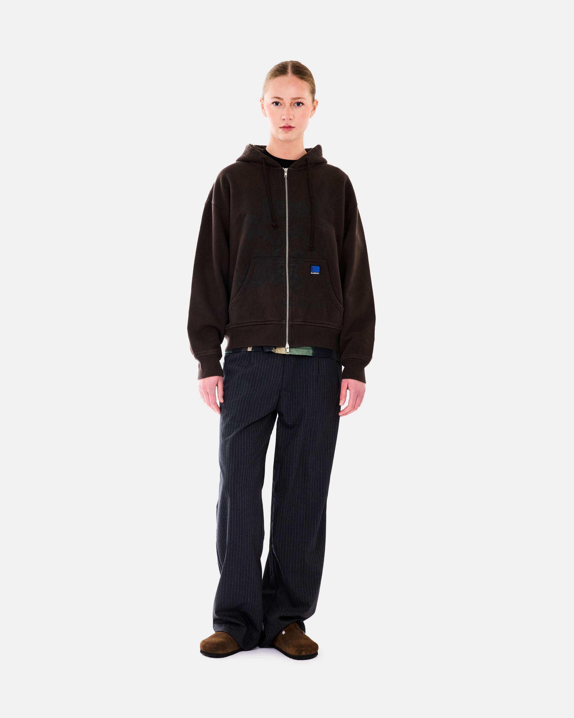 RASSVET COLLAGE ZIP HOODIE BROWN PACC18T024