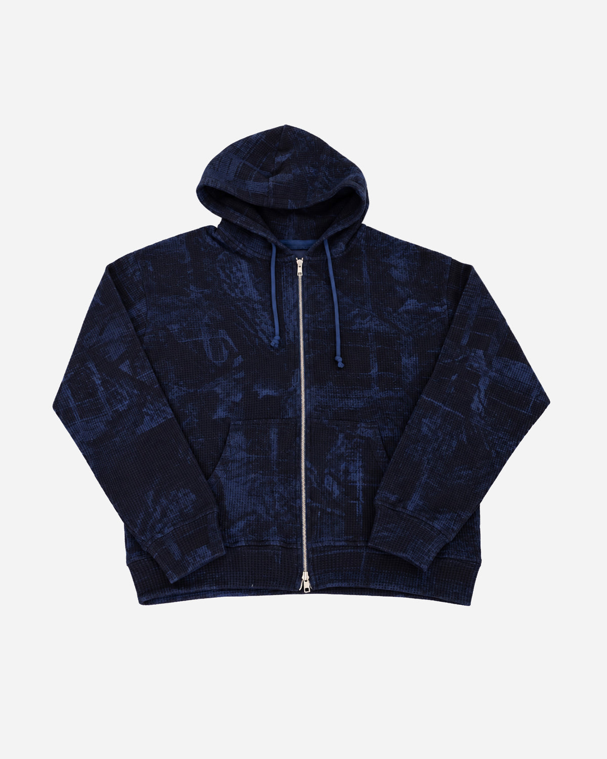 RASSVET Concealed Washed Waffle Thermal Zip Hoodie BLUE PACC19T027