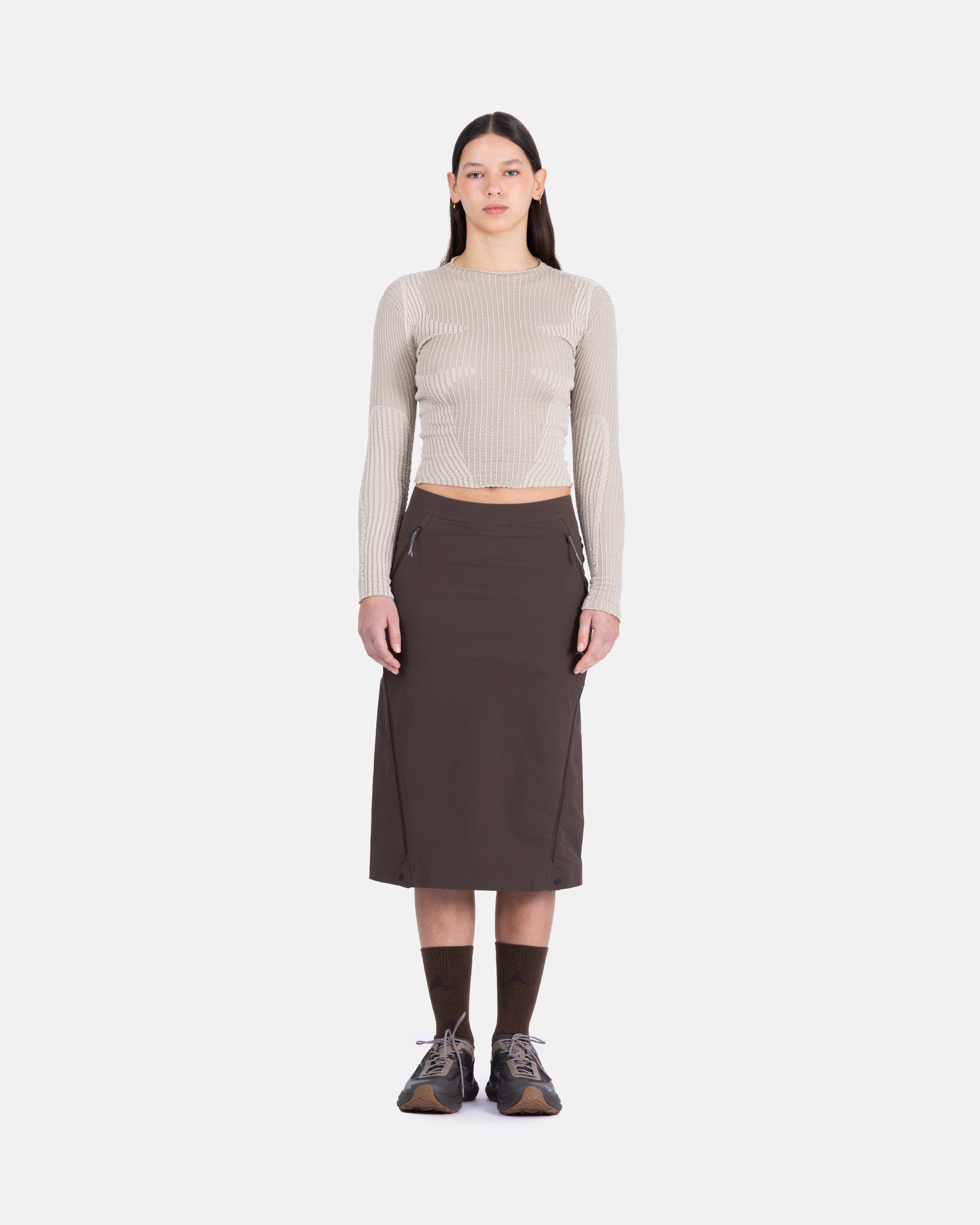 ROA Y Zip Skirt Dark Brown RBWW019FA10-BRW0003