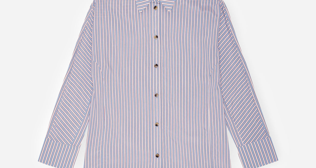 Ganni | Yarn Dyed Stripe Shirt Purple | shirts