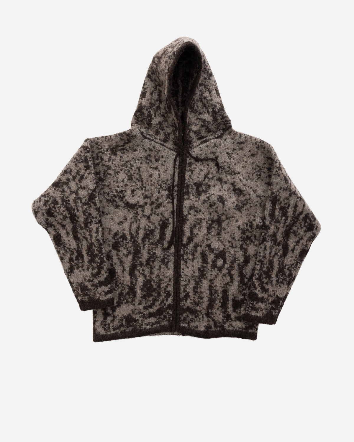ROA Shrub Felted Knit Zip Up Fuzzy Brown YBUW068YA24-Brown
