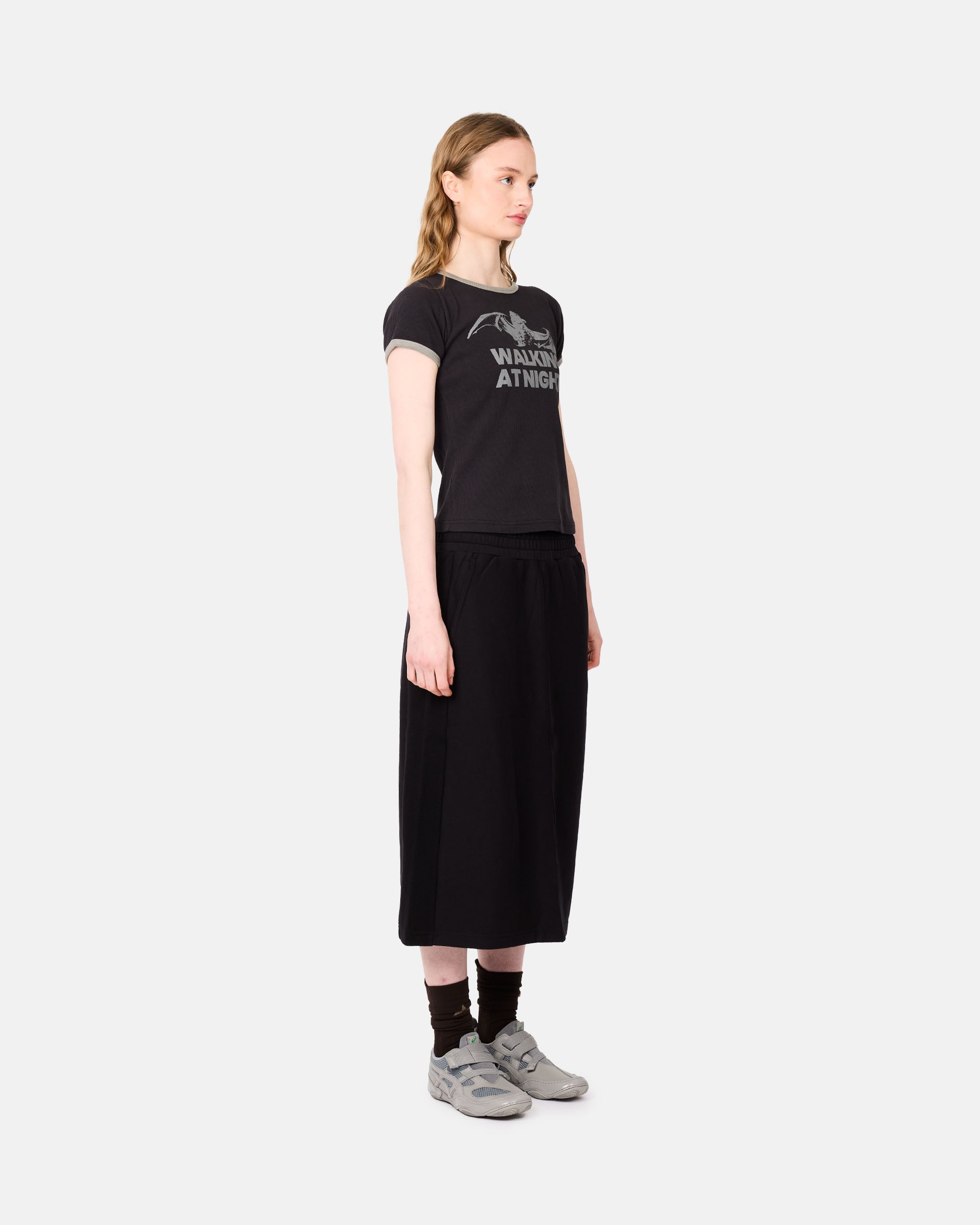 ROA Guniy Ribbed Baby Tee Washed Black YBWW017JY06