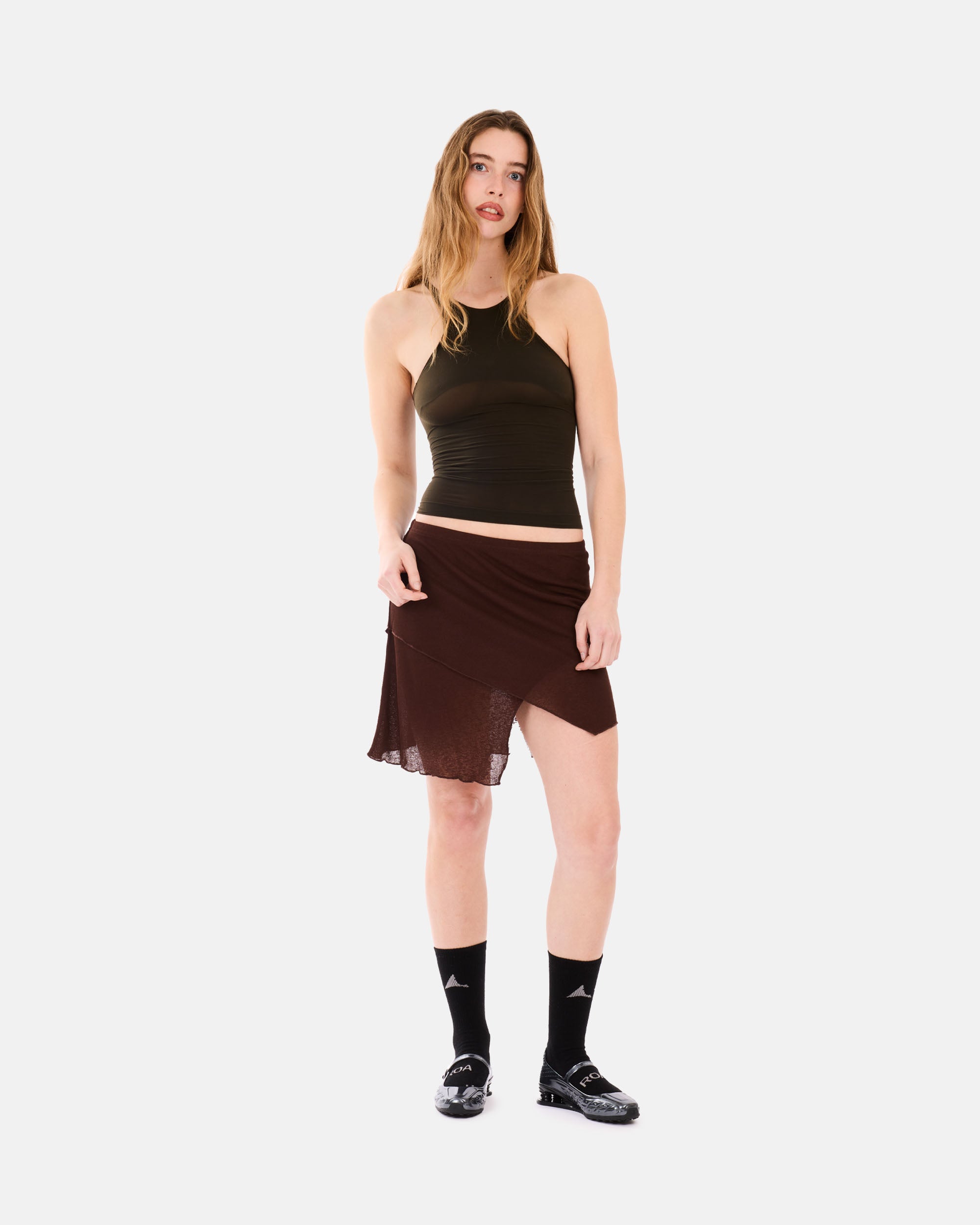 ROA Haze Ultralight Seamless See Through Tank Top Dark Brown YBWW036YA10