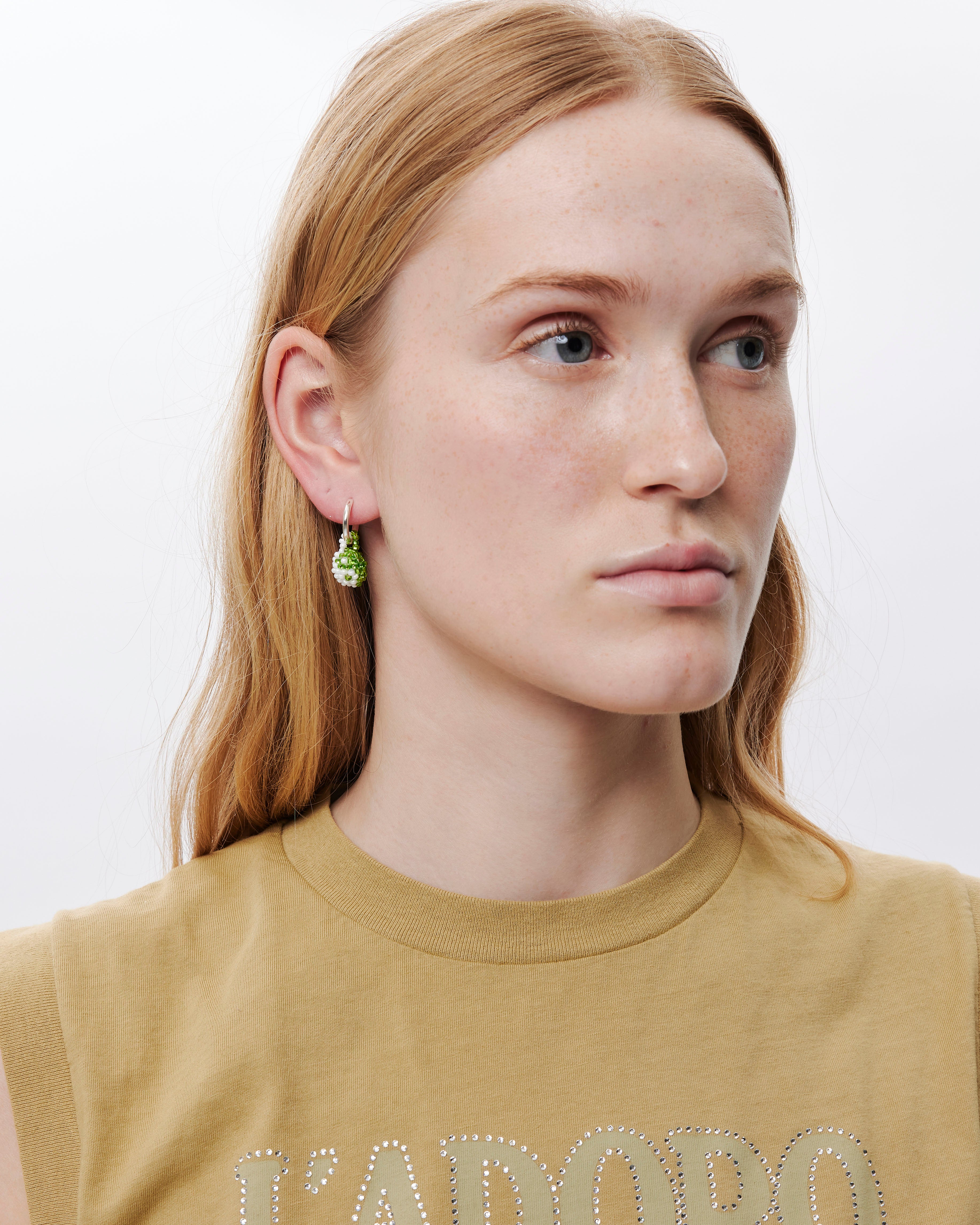 Pura Utz Groen-Witte Yin Yang-Oorbel GREEN/WHITE PU-EX-Yy-7