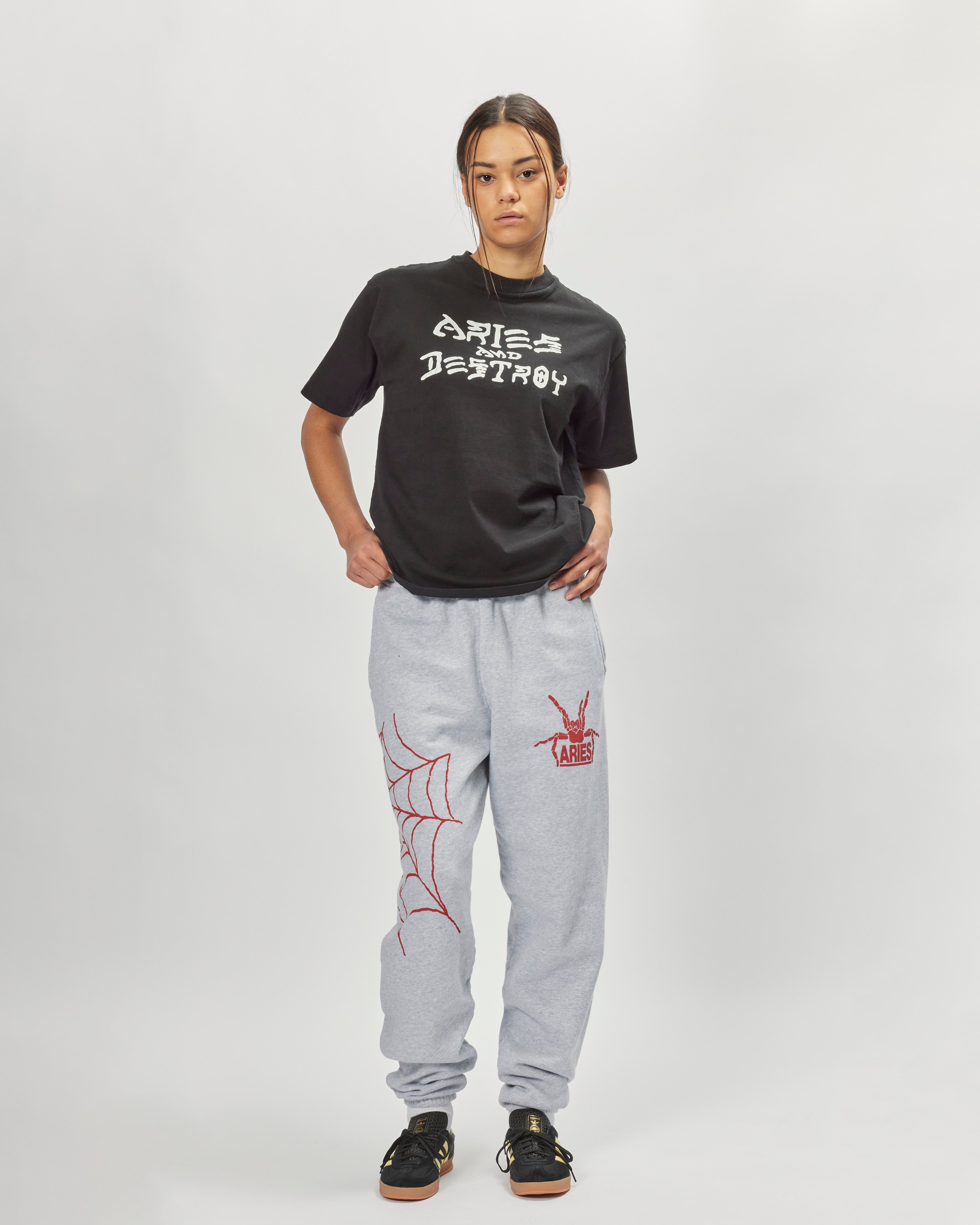 ARIES Vintage Aries and Destroy T-shirt Black RUAR60006