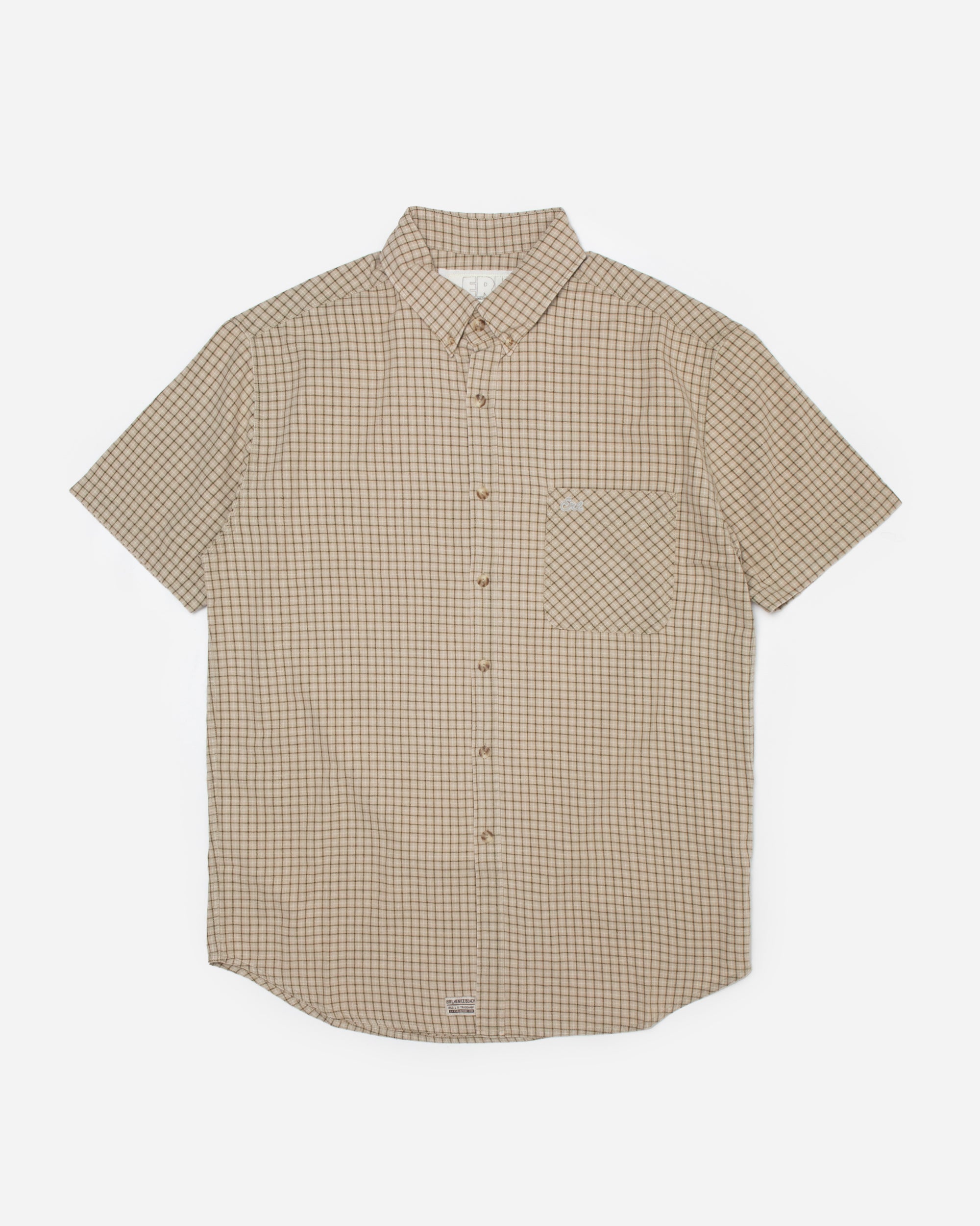 ERL Unisex Plaid Short Sleeved Shirt BEIGE PLAID ERL09B007
