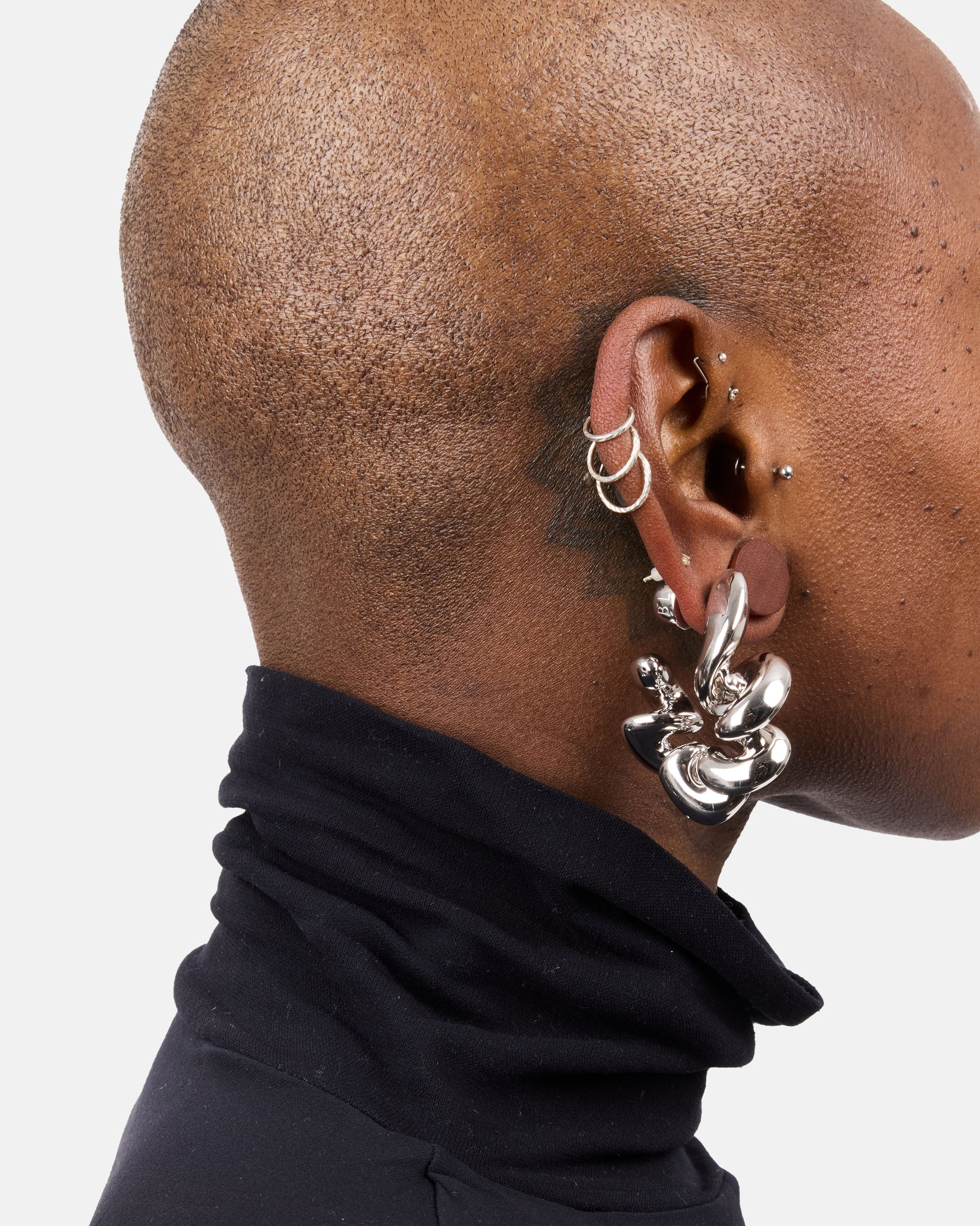 Maria Black Coil Hoop Large Silver Right Silver 101113AG-L-R