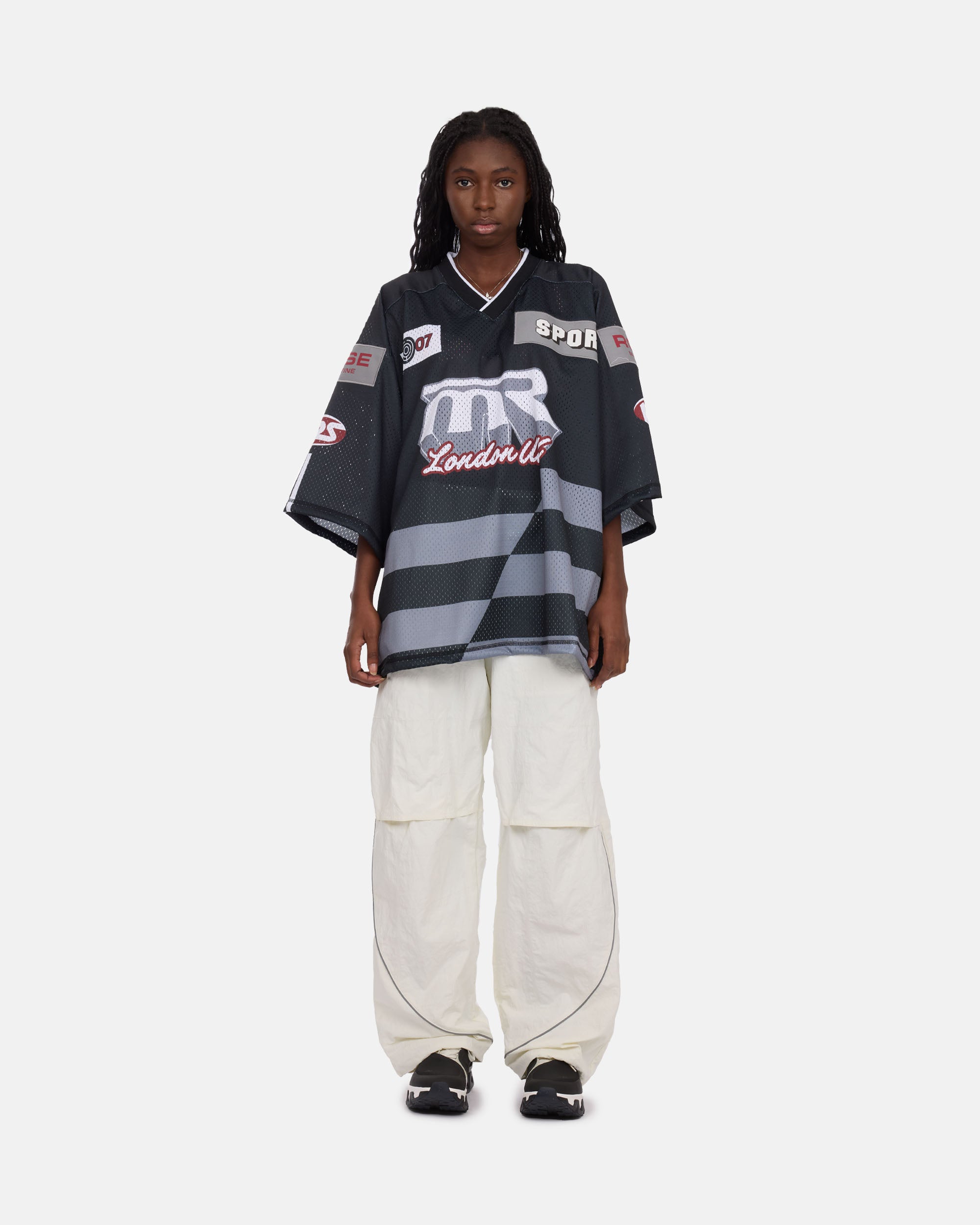 Martine Rose Oversized Hockey Top BLACK AND GREY 129JT10009