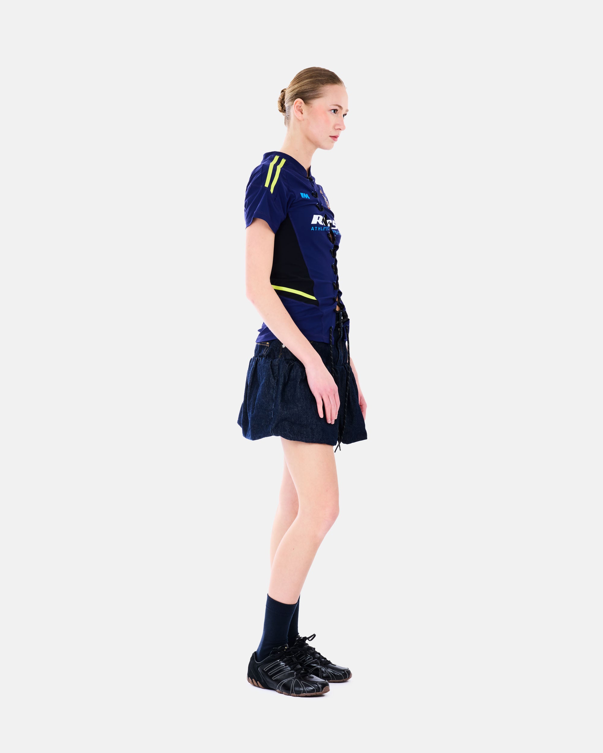 Martine Rose Lace Up Football Top BLUE NAVY BLU 168JT19504