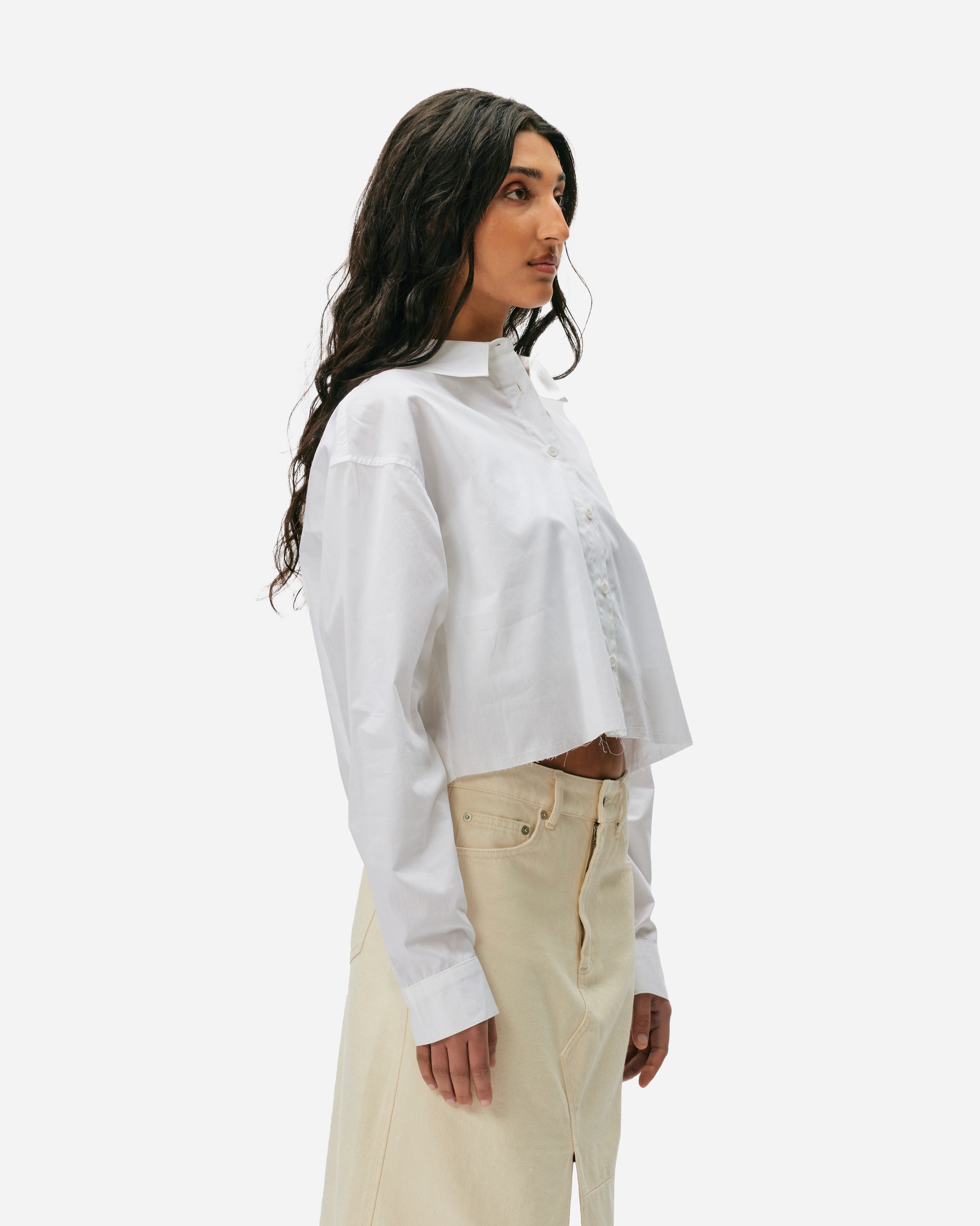 Oval Square Crisp Cropped Shirt White  20685-1001