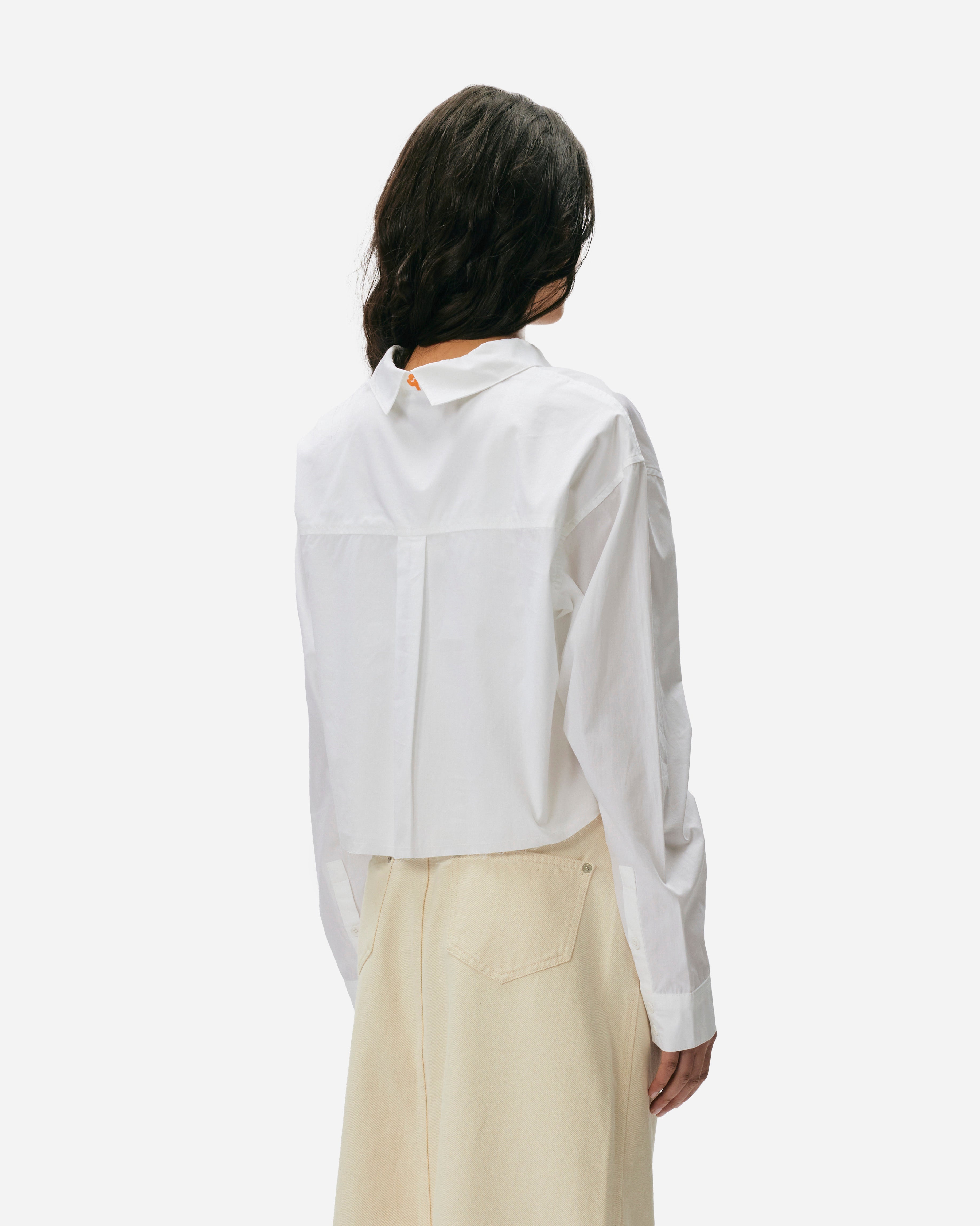 Oval Square Crisp Cropped Shirt White  20685-1001