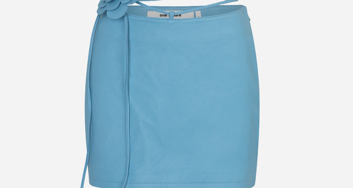 Oval Square | Kicky Leather Skirt | Blue skirt