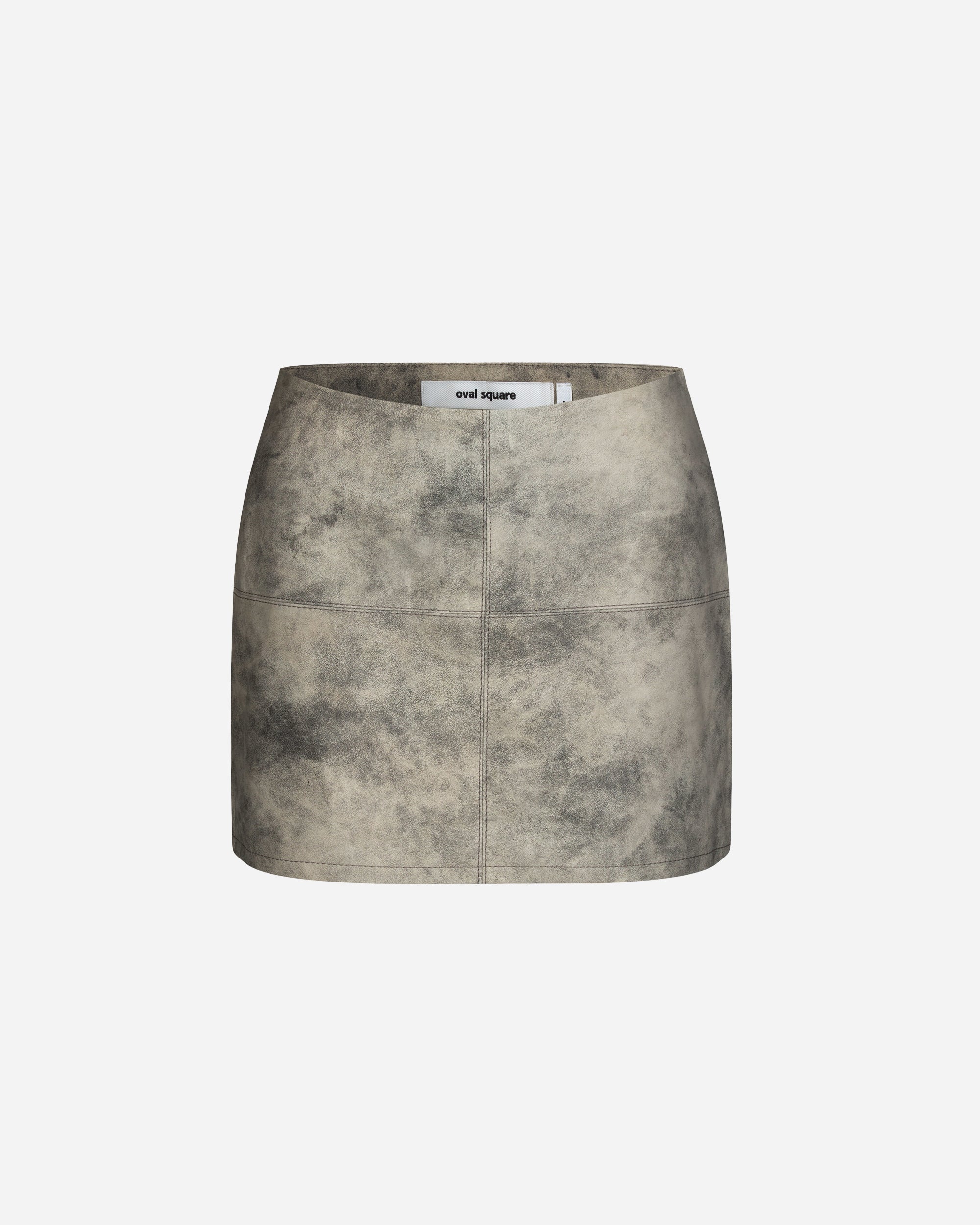 Oval Square Beat Leather Skirt Grey Stone  20700-7006