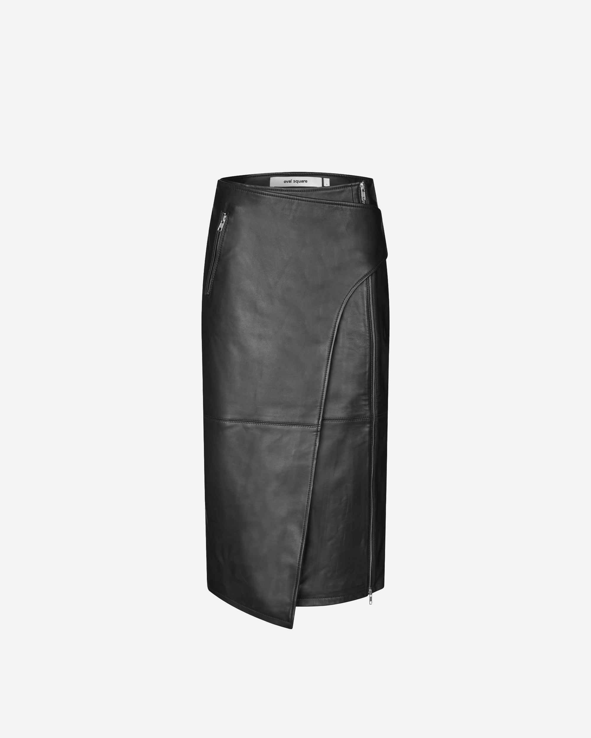 Oval Square Verve Leather Skirt Black  20768-8001