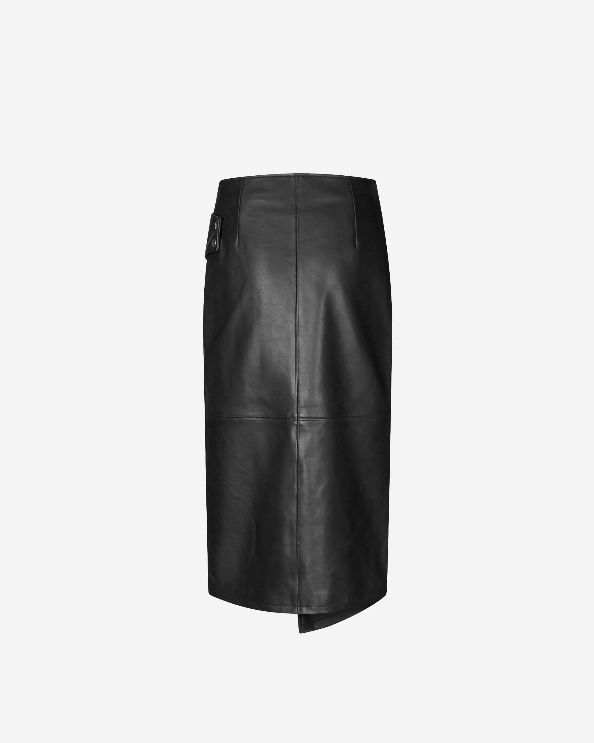 Oval Square Verve Leather Skirt Black  20768-8001