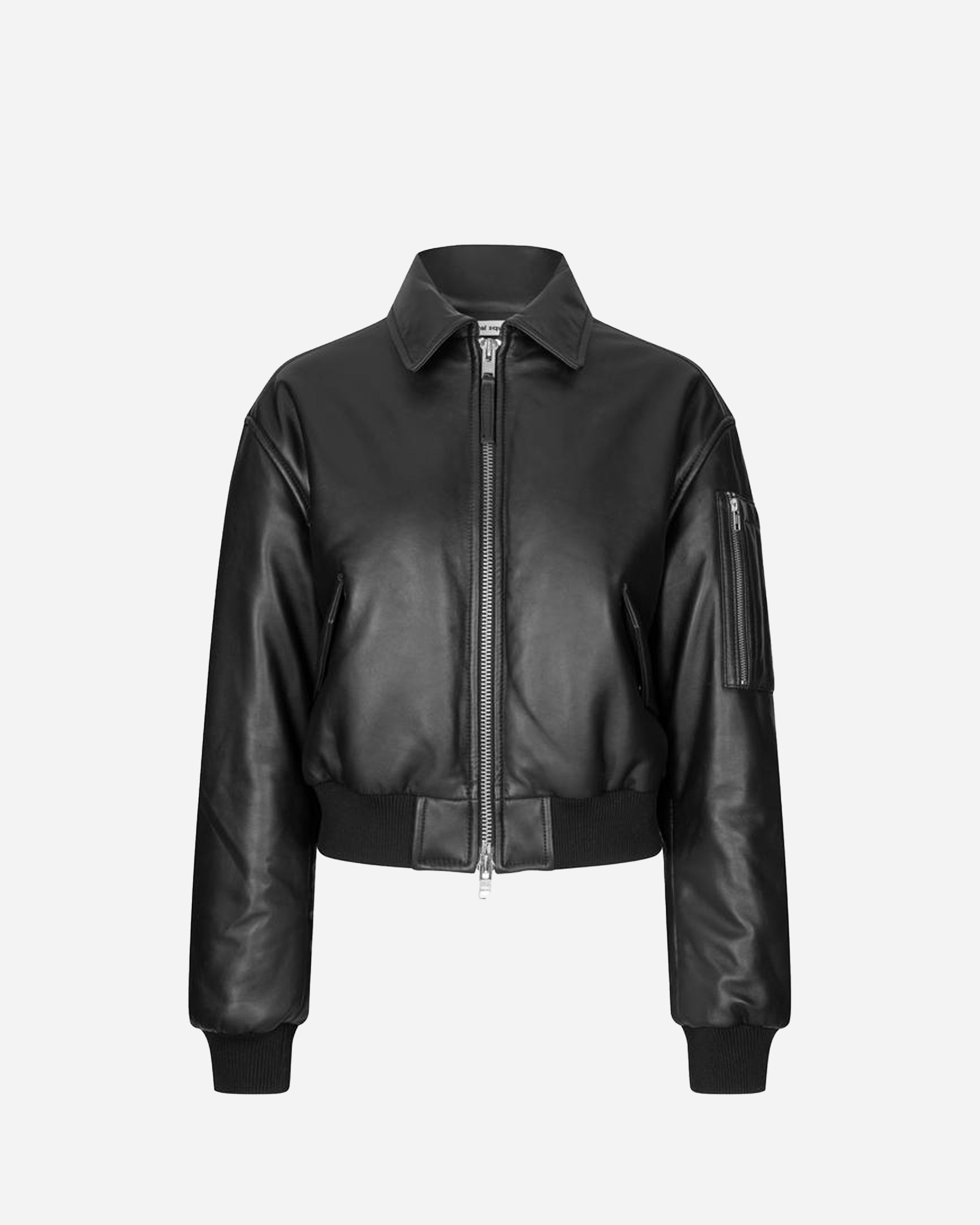 Oval Square Pad Leather Bomber Black  20801-8001