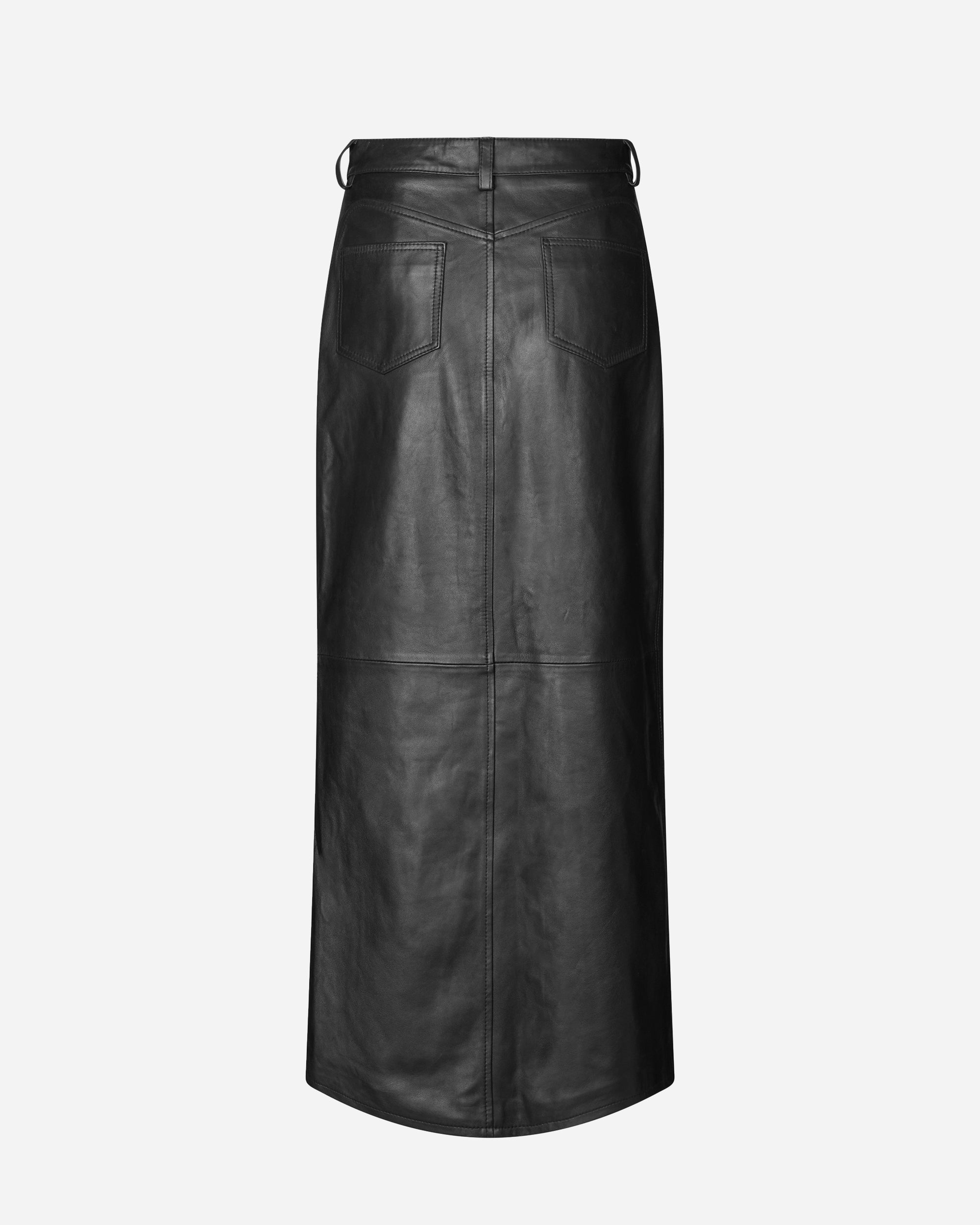 Oval Square Roadie Leather Skirt Black  20842-8001