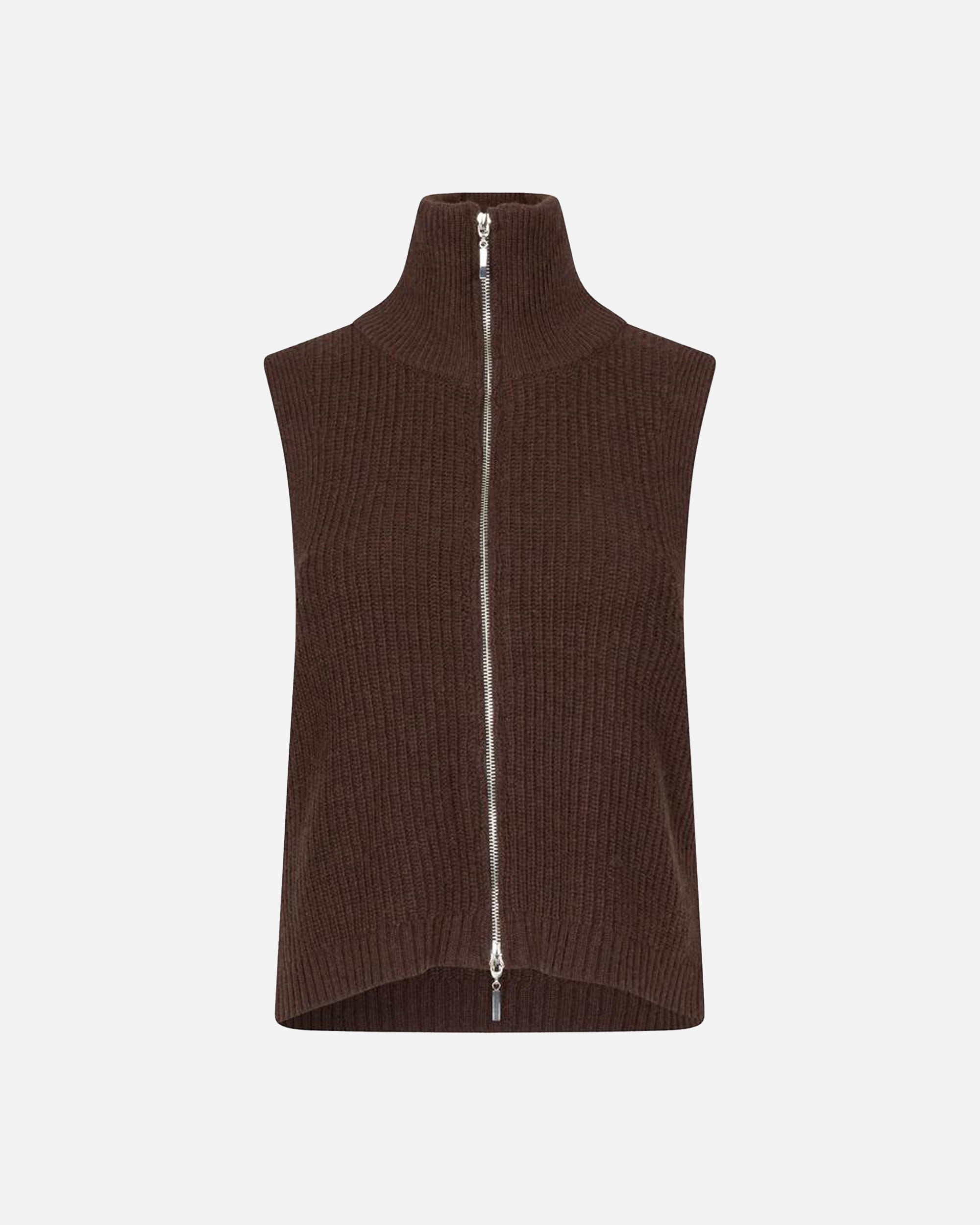 Oval Square Fave Knit Zip Vest Dark Oak  20869-6001