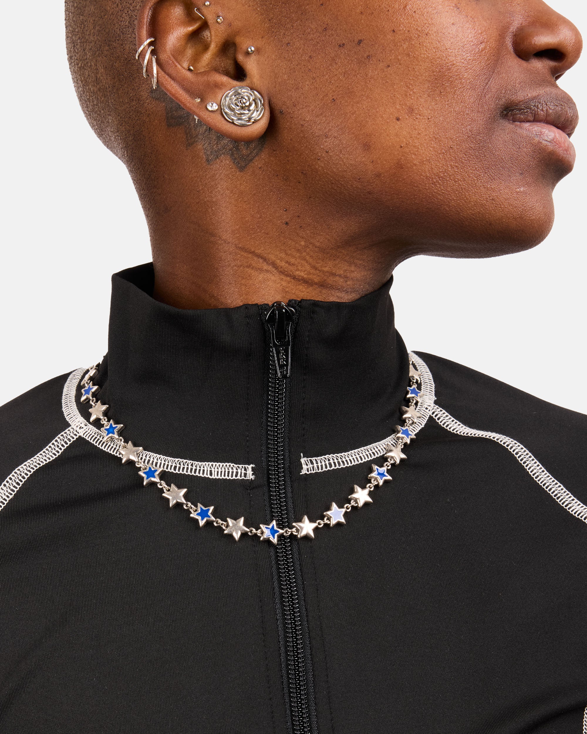 TwoJeys Blue Enameled Stars Necklace Silver plated 219601001