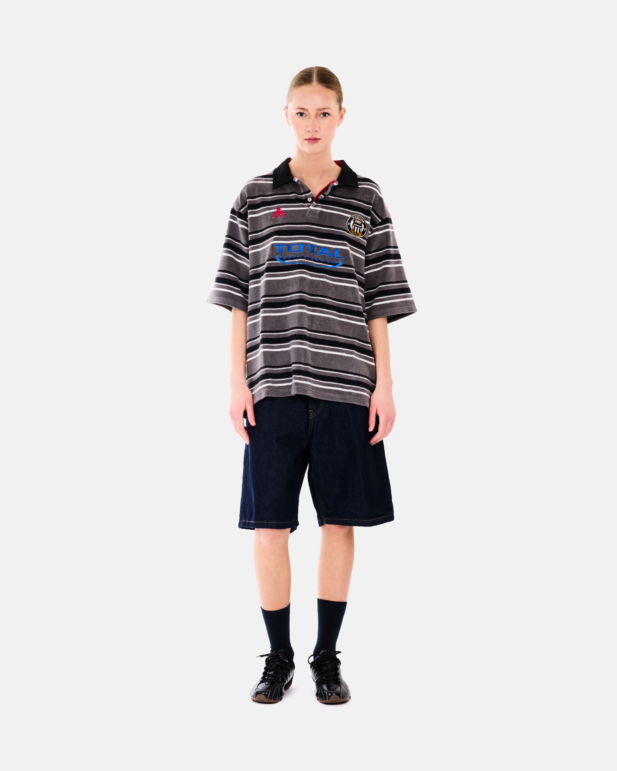 Martine Rose Oversized Polo GREY BLACK STRIPE GRY 674JE09059